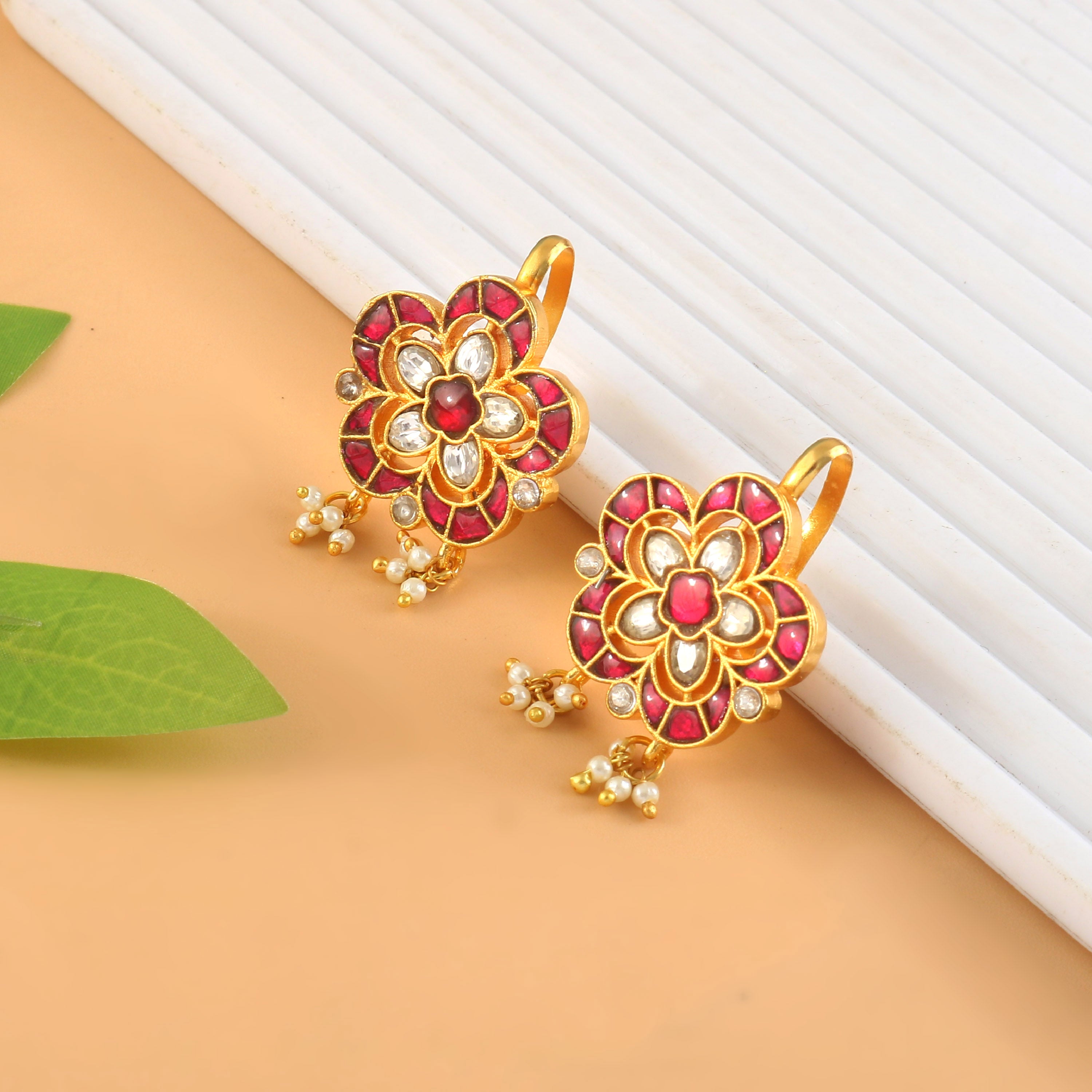 BER-102 - Jadau Kundan Bugadi Earring with Emerald
