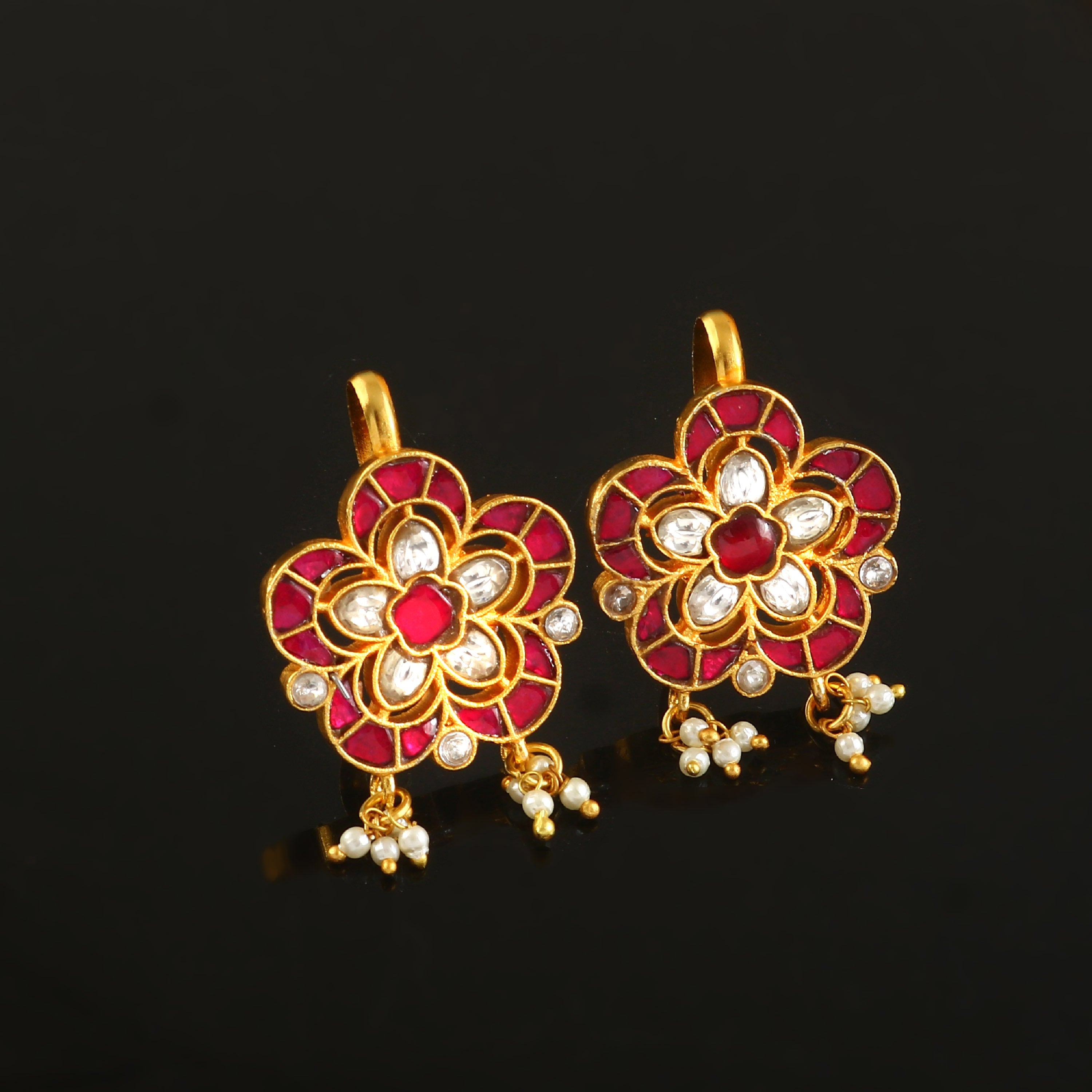 BER-102 - Jadau Kundan Bugadi Earring with Emerald