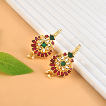 BER-103 - Jadau Kundan Bugadi Earring with Emerald