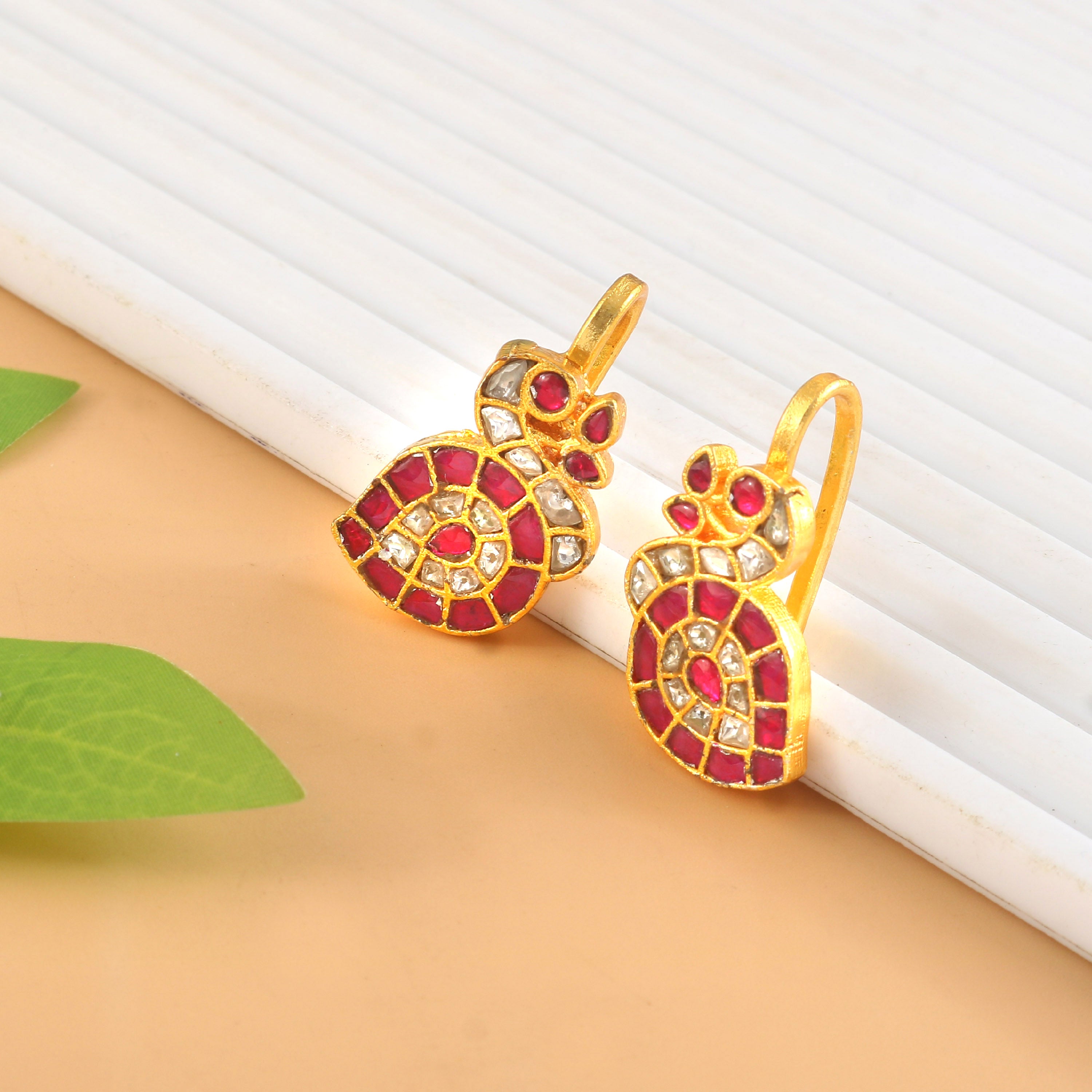 BER-104 - Jadau Kundan Bugadi Earring with Emerald