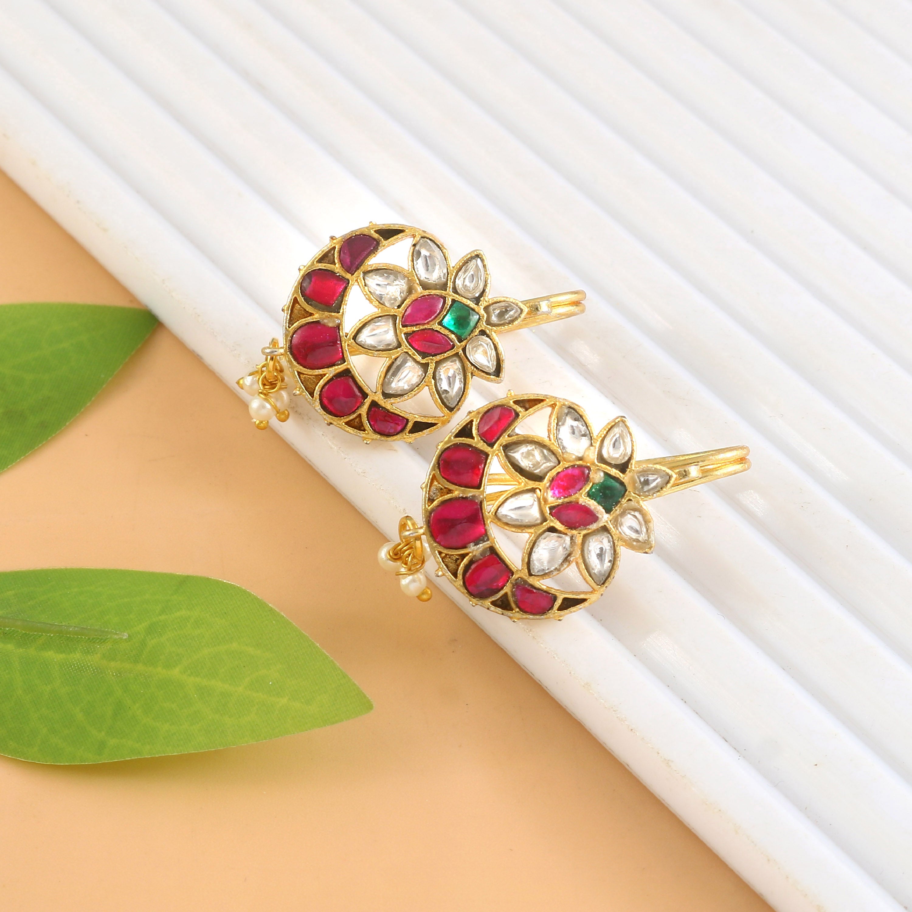 BER-105 - Jadau Kundan Bugadi Earring with Emerald