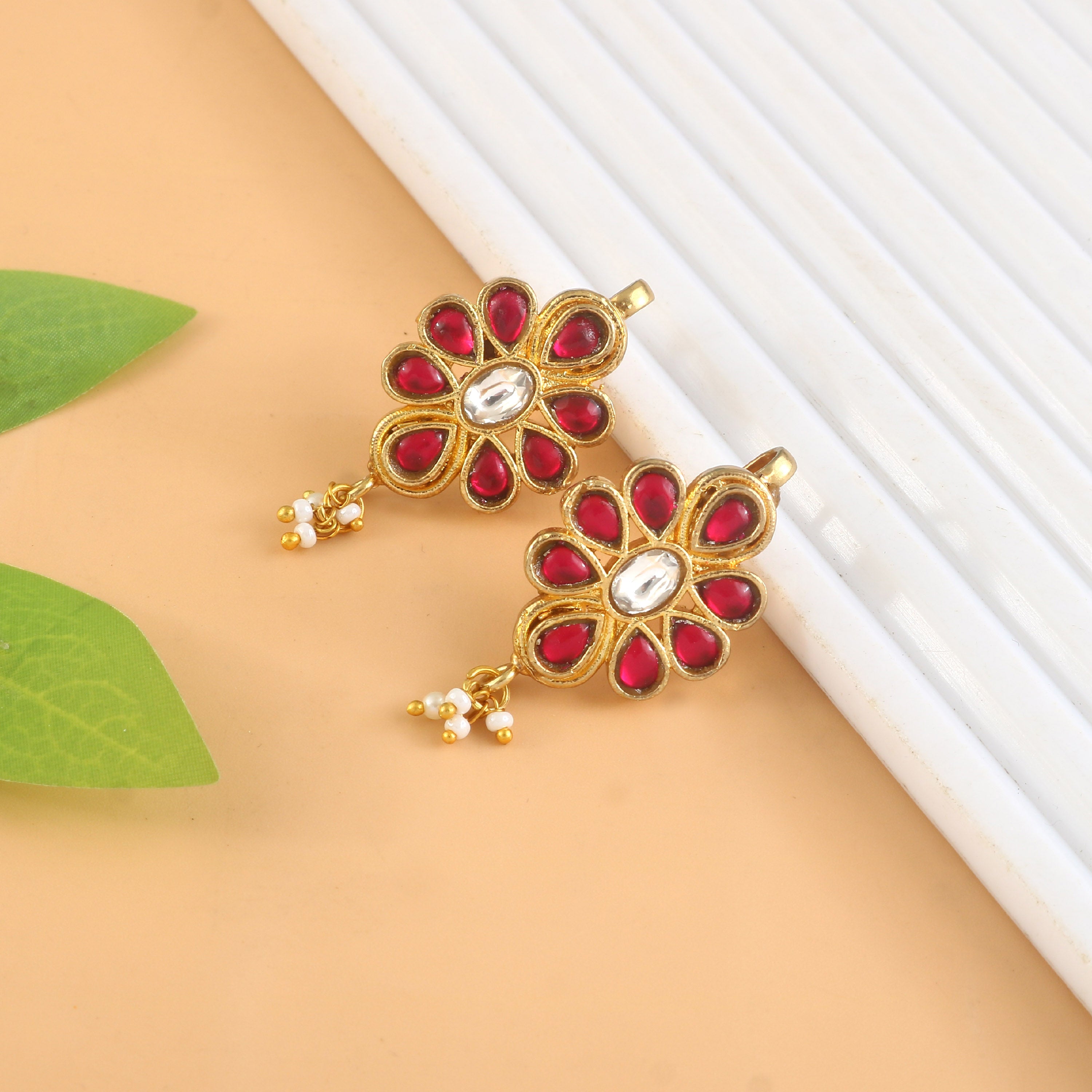 BER-106 - Jadau Kundan Bugadi Earring with Emerald