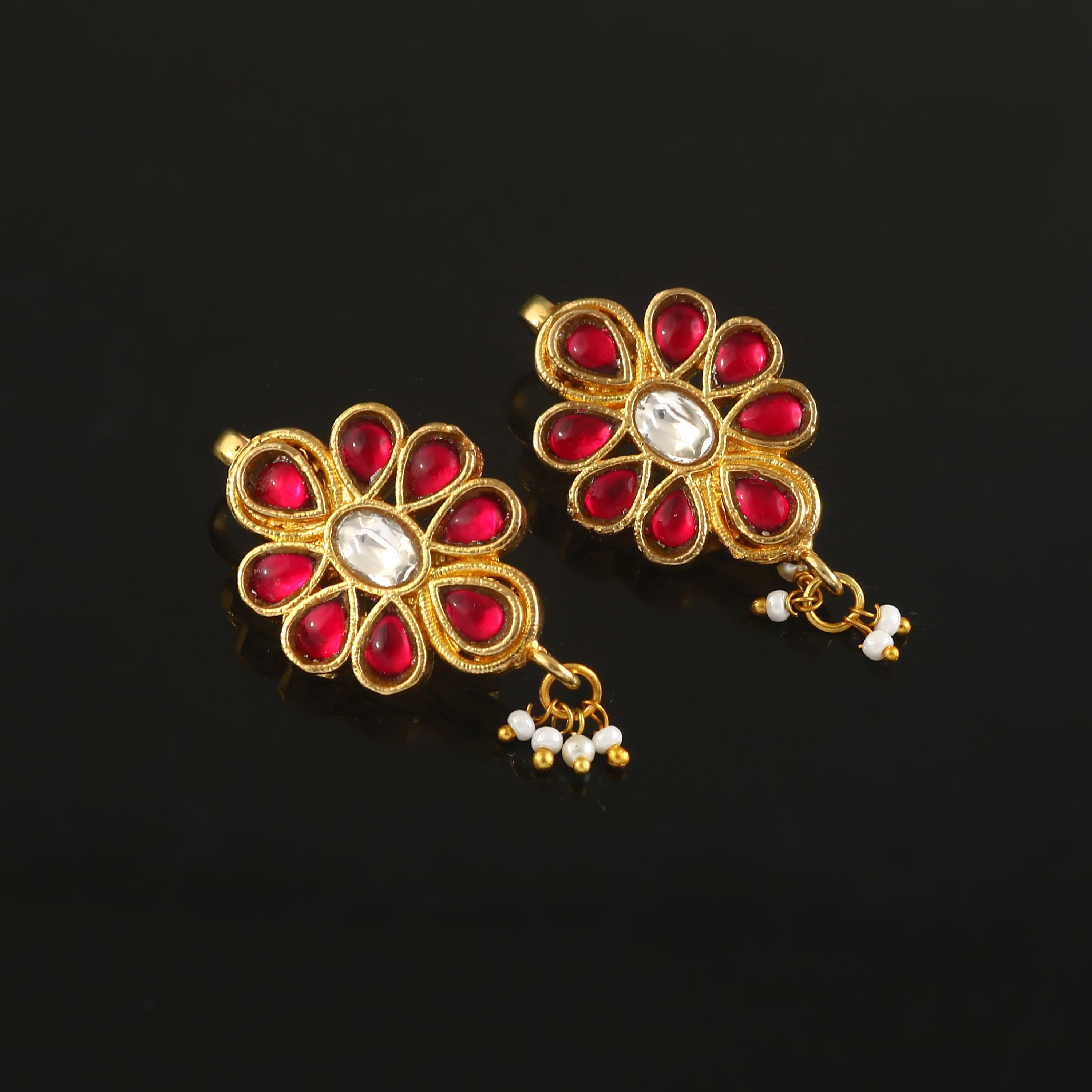 BER-106 - Jadau Kundan Bugadi Earring with Emerald