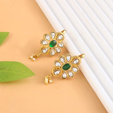 BER-107 - Jadau Kundan Bugadi Earring with Emerald