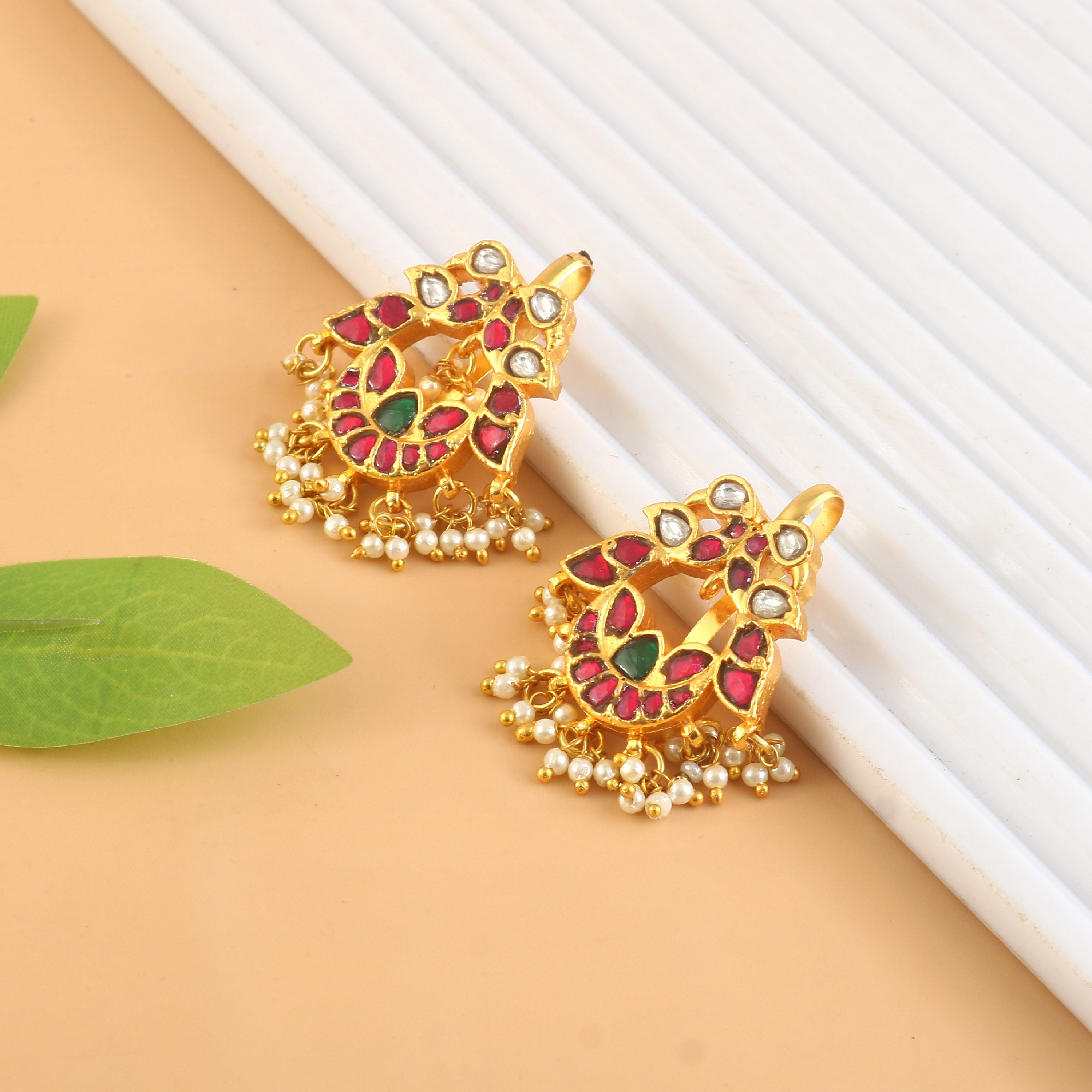 BER-108 - Jadau Kundan Bugadi Earring with Emerald