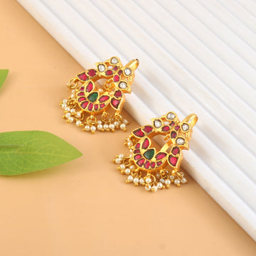 BER-108 - Jadau Kundan Bugadi Earring with Emerald