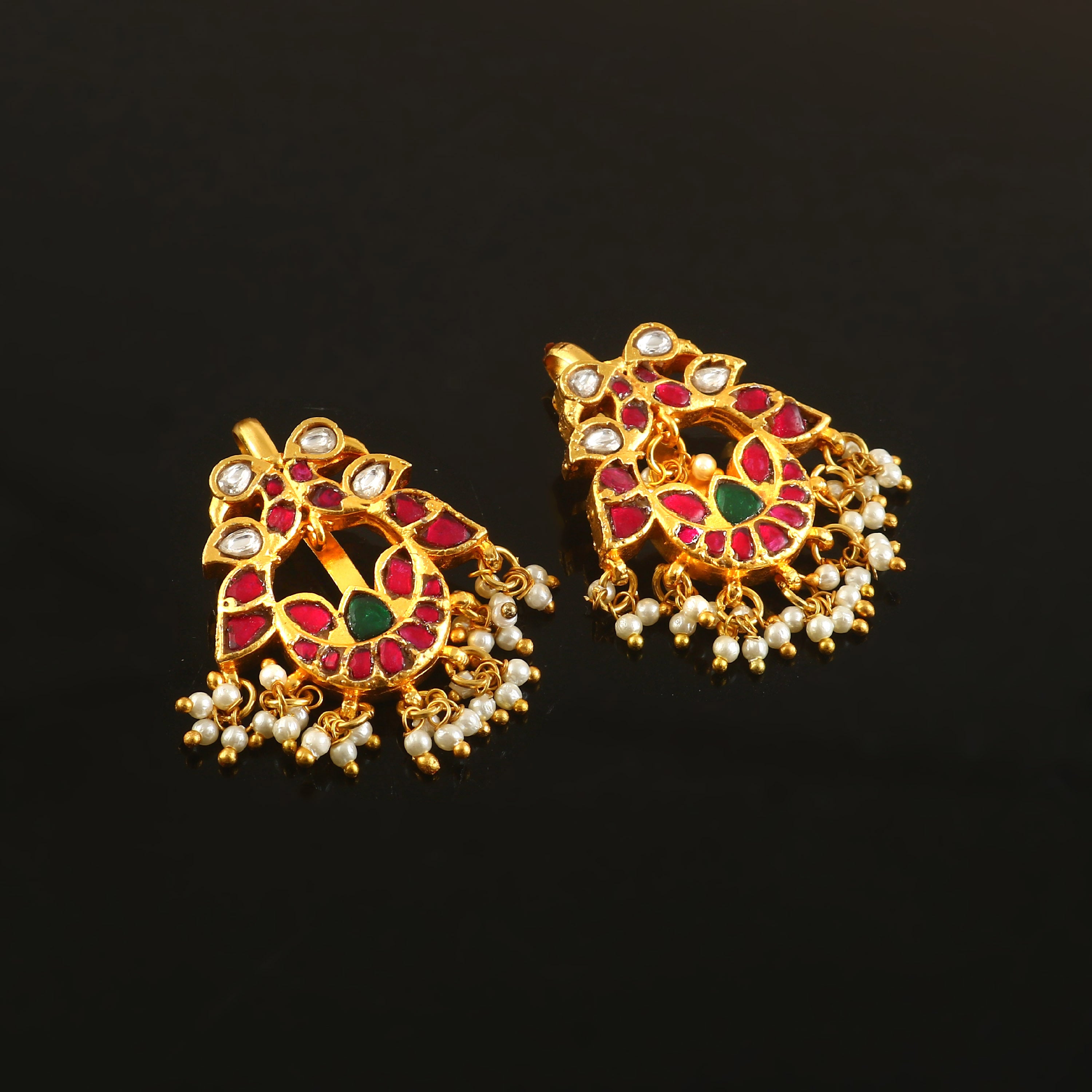 BER-108 - Jadau Kundan Bugadi Earring with Emerald