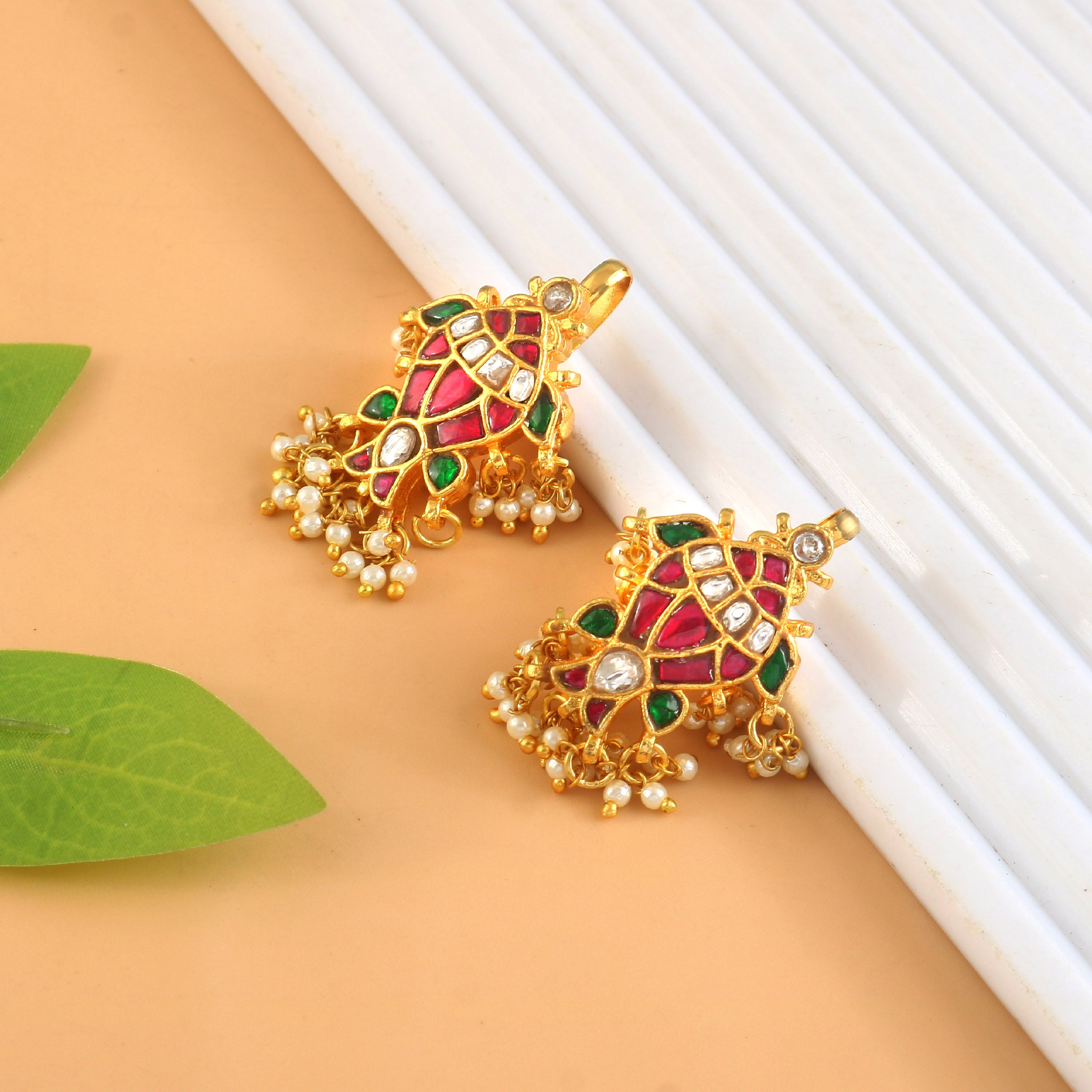 BER-109 - Jadau Kundan Bugadi Earring with Emerald