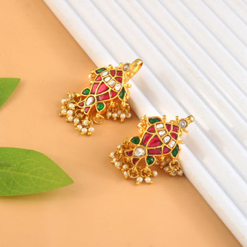 BER-109 - Jadau Kundan Bugadi Earring with Emerald