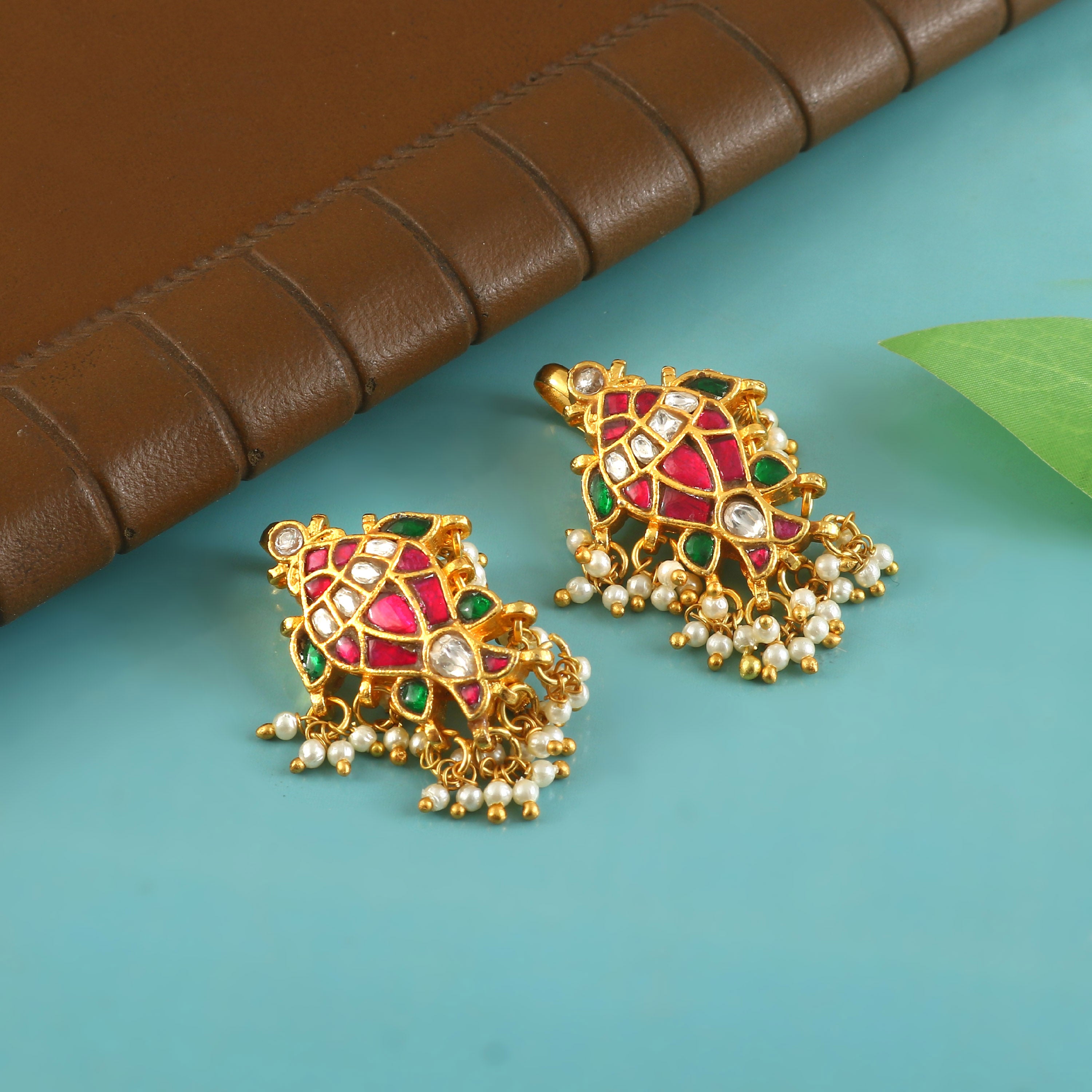 BER-109 - Jadau Kundan Bugadi Earring with Emerald