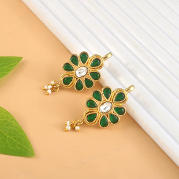 BER-110 - Jadau Kundan Bugadi Earring with Emerald