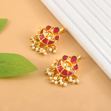 BER-111 - Jadau Kundan Bugadi Earring with Emerald
