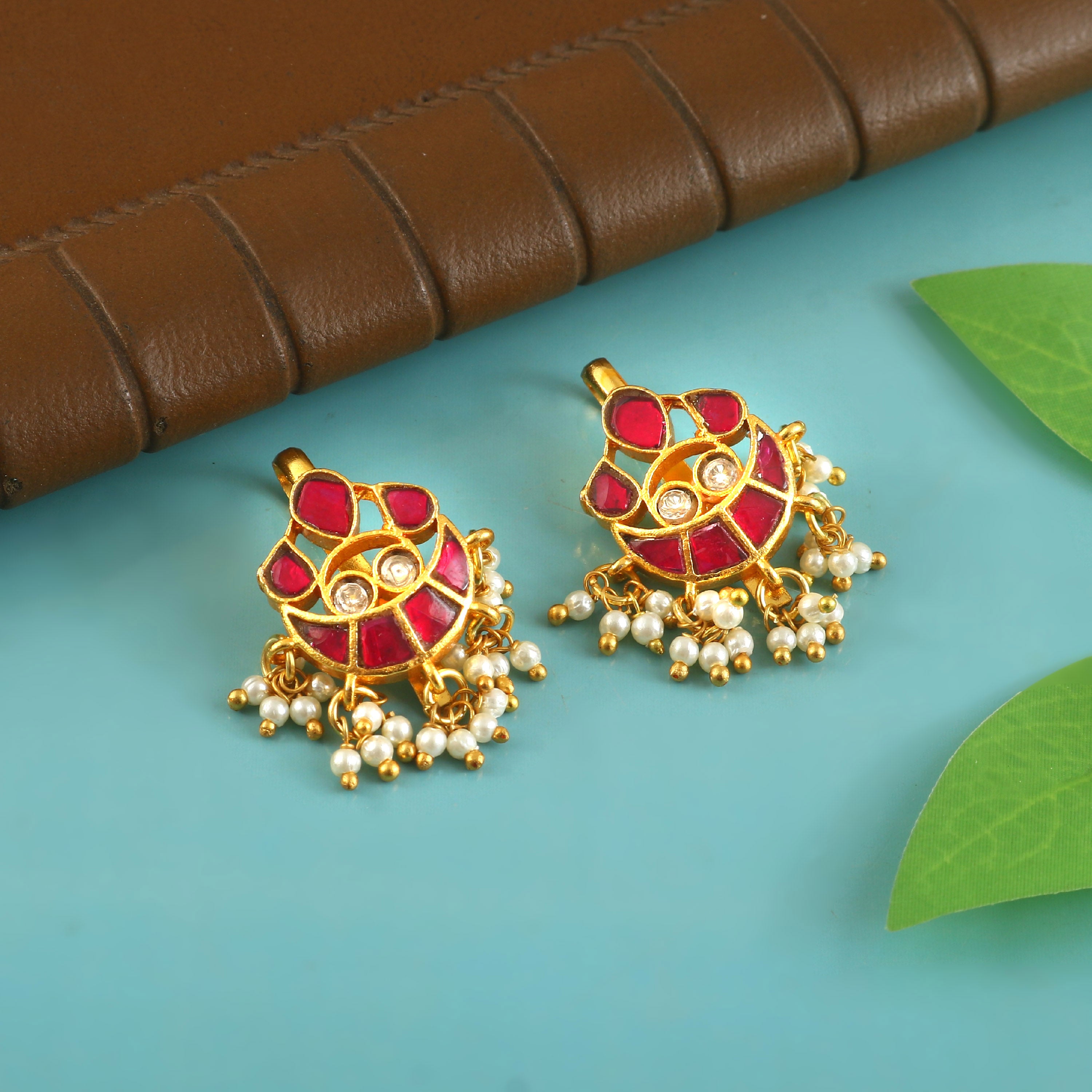 BER-111 - Jadau Kundan Bugadi Earring with Emerald