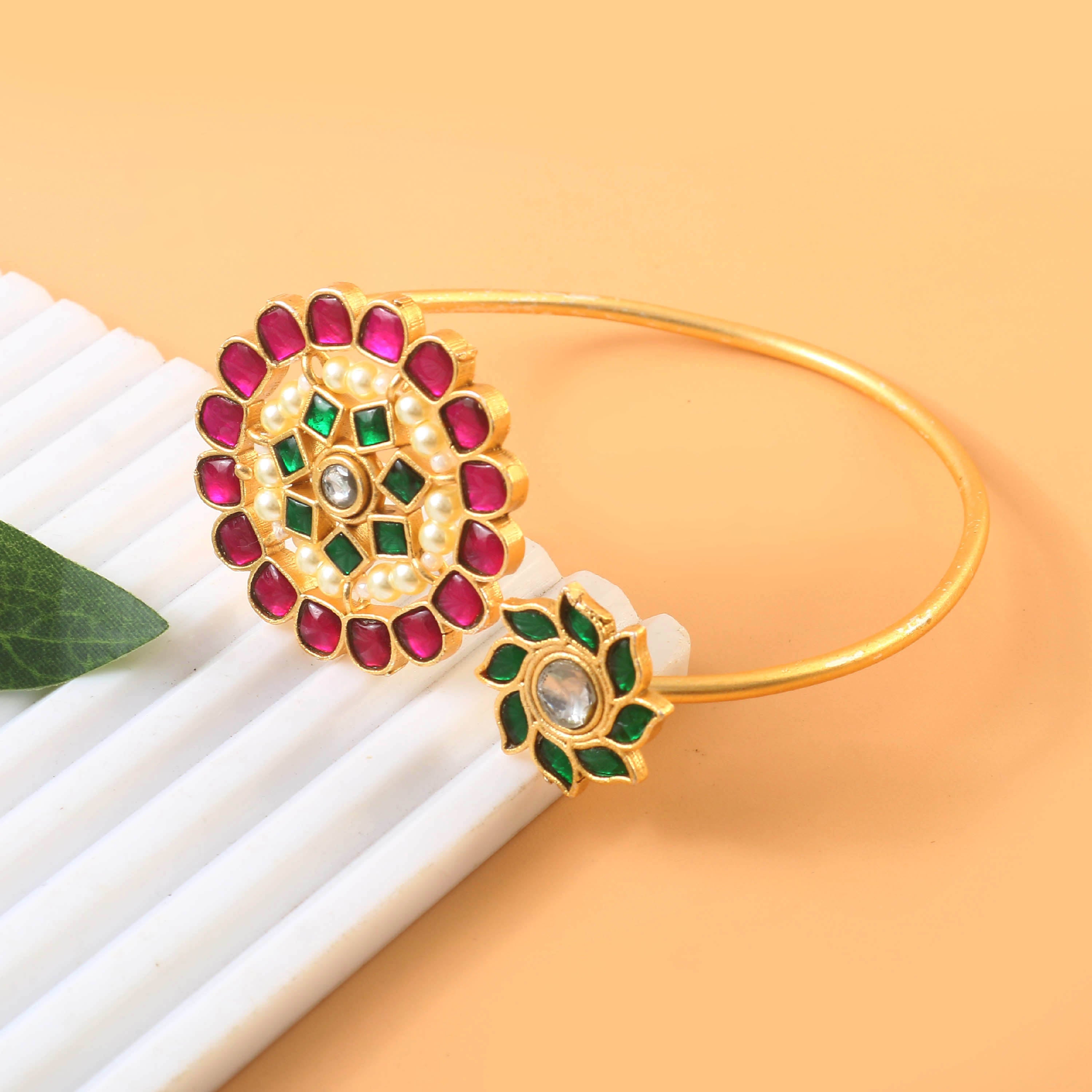 BG-102 - Jadau Kundan Bangle with Emerald