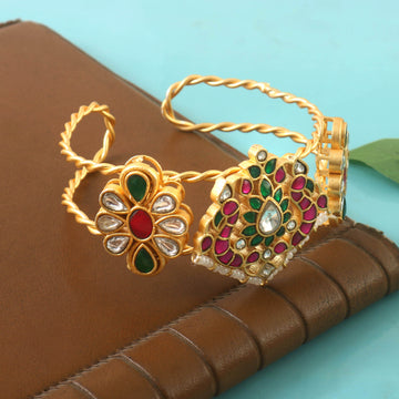 BG-103 - Jadau Kundan Bangle with Emerald
