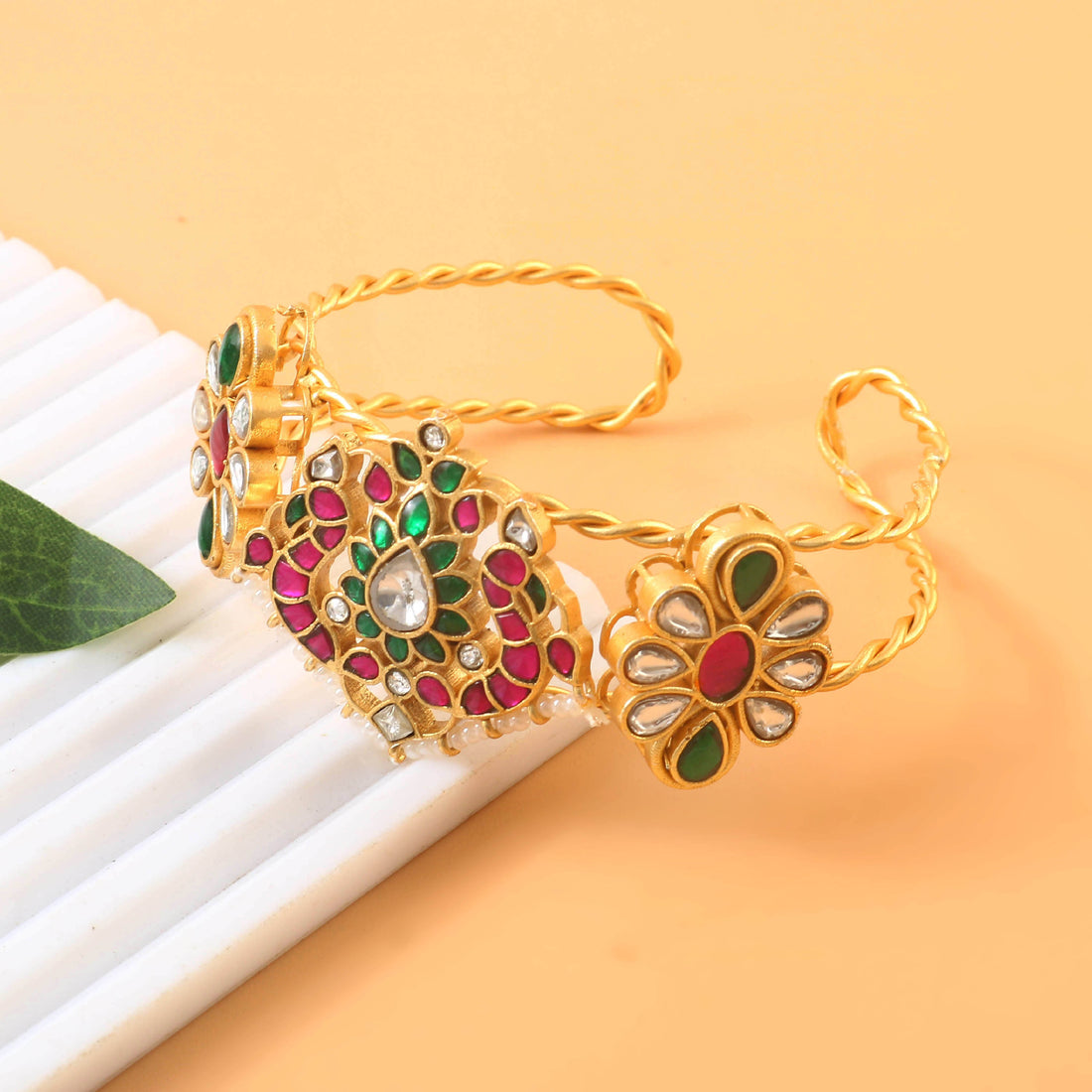 BG-103 - Jadau Kundan Bangle with Emerald