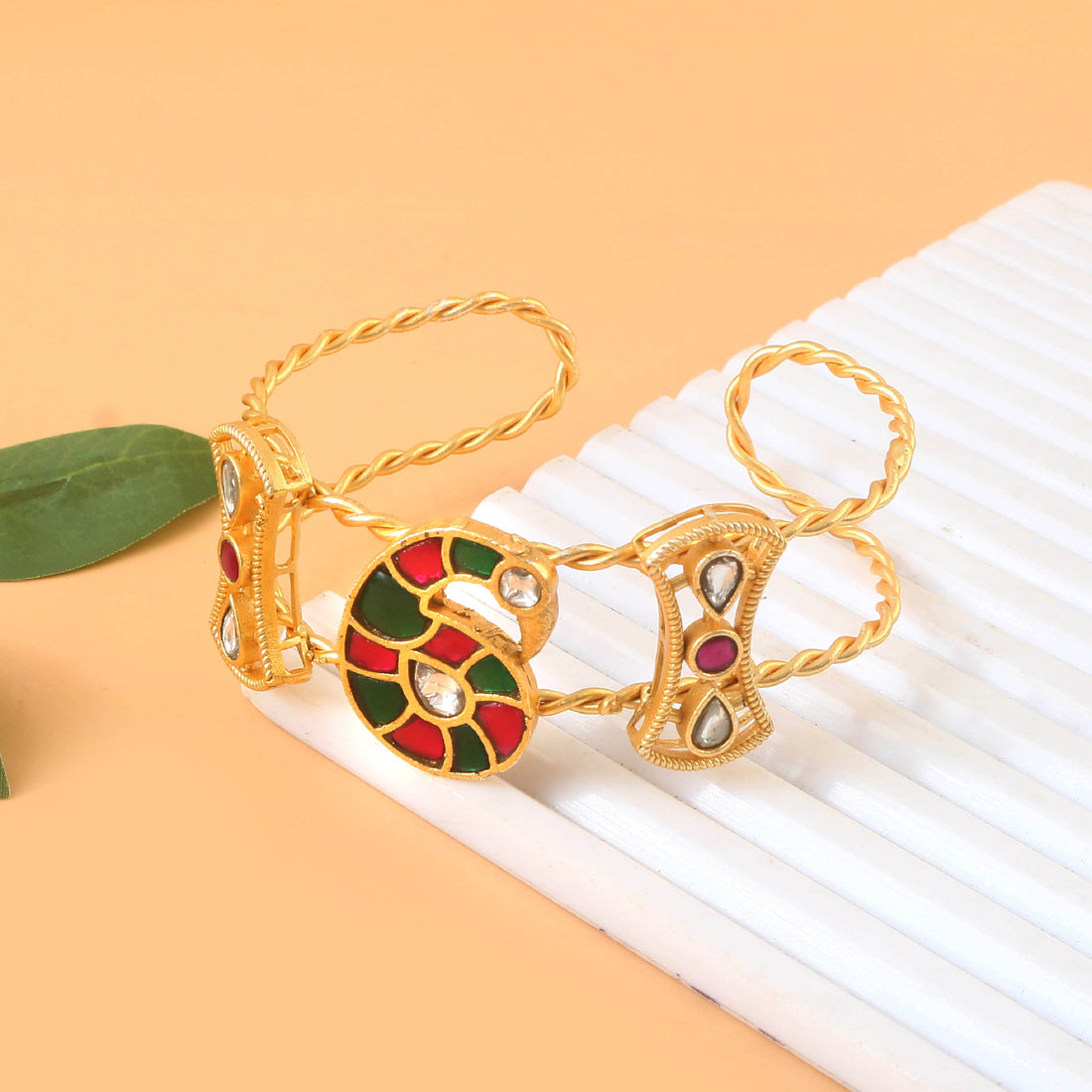 BG-104 - Jadau Kundan Bangle with Emerald