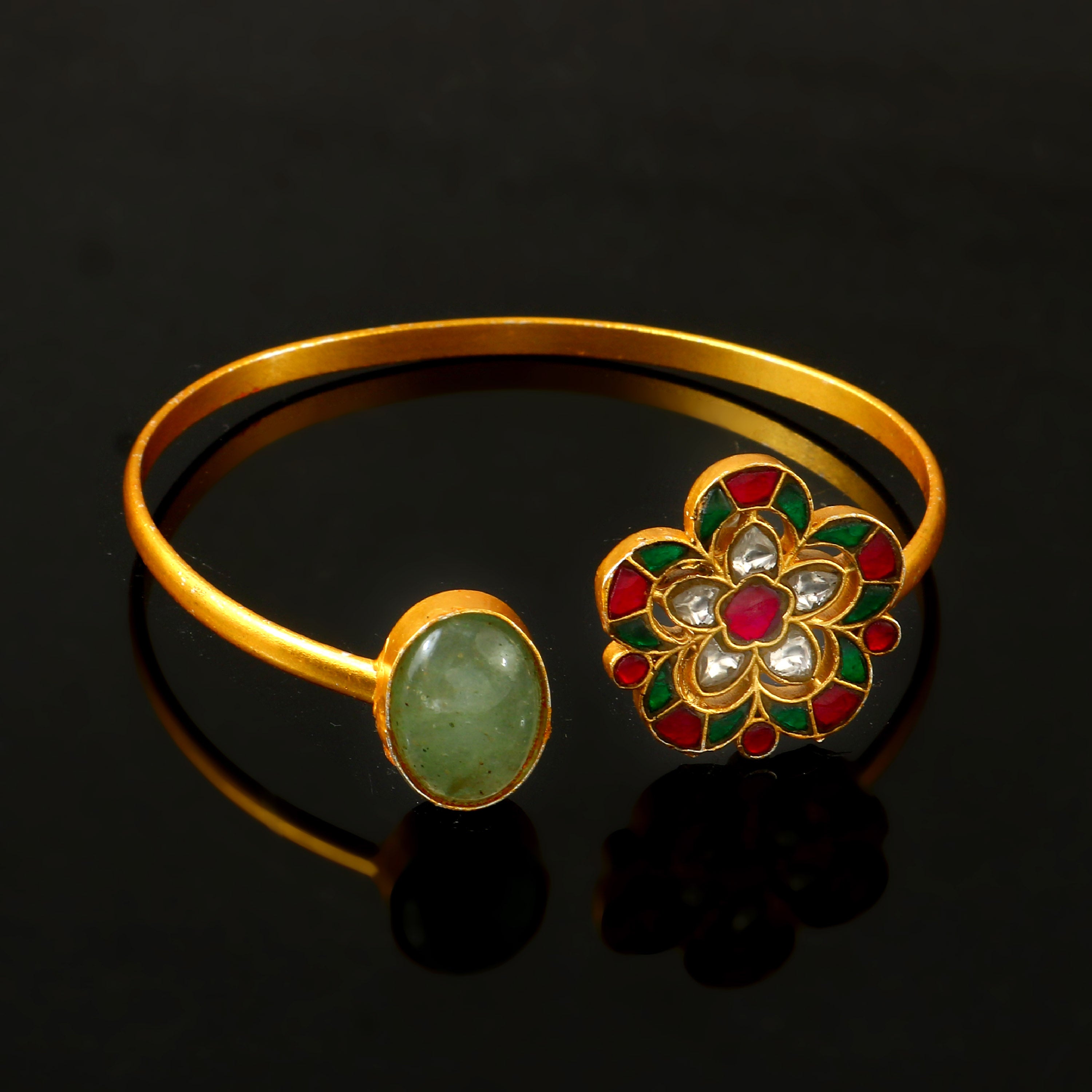 BG-107 - Jadau Kundan Bangle with Emerald