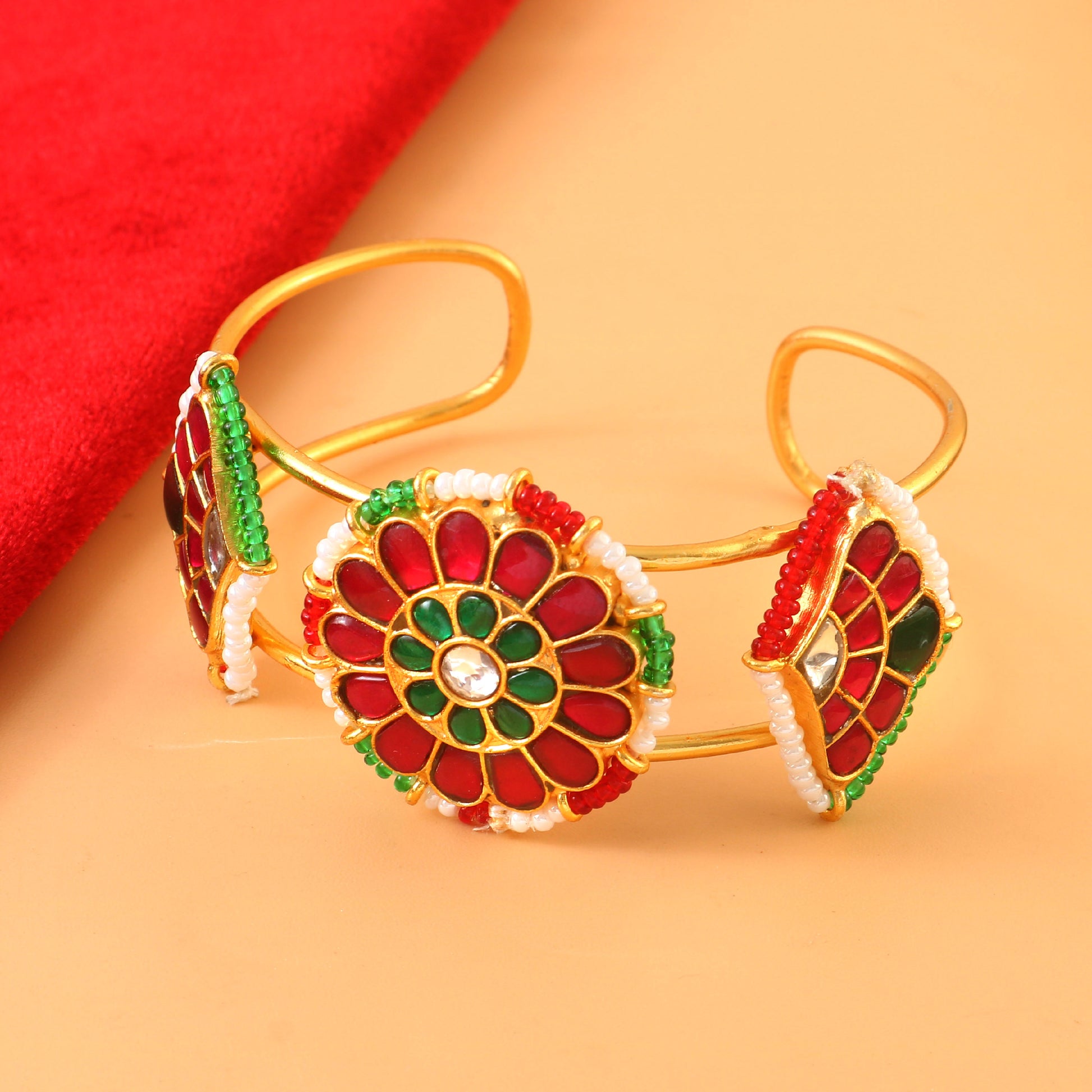Traditional Bridal Kundan Bangles in Gold with Clear Stone Accents