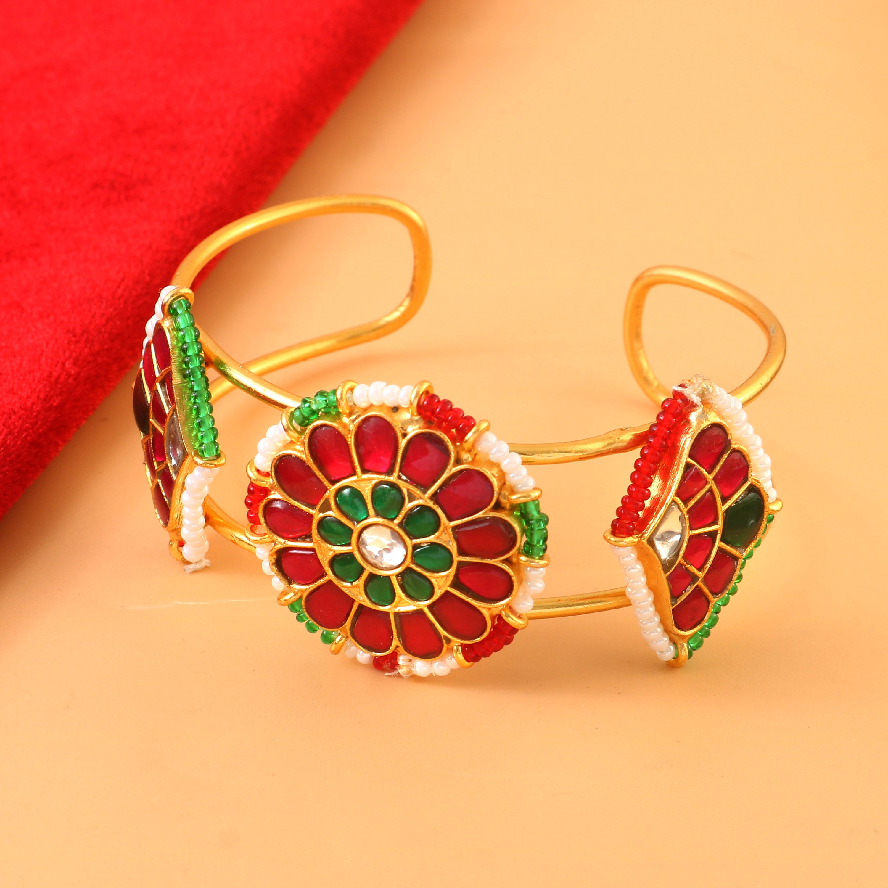 Traditional Bridal Kundan Bangles in Gold with Clear Stone Accents