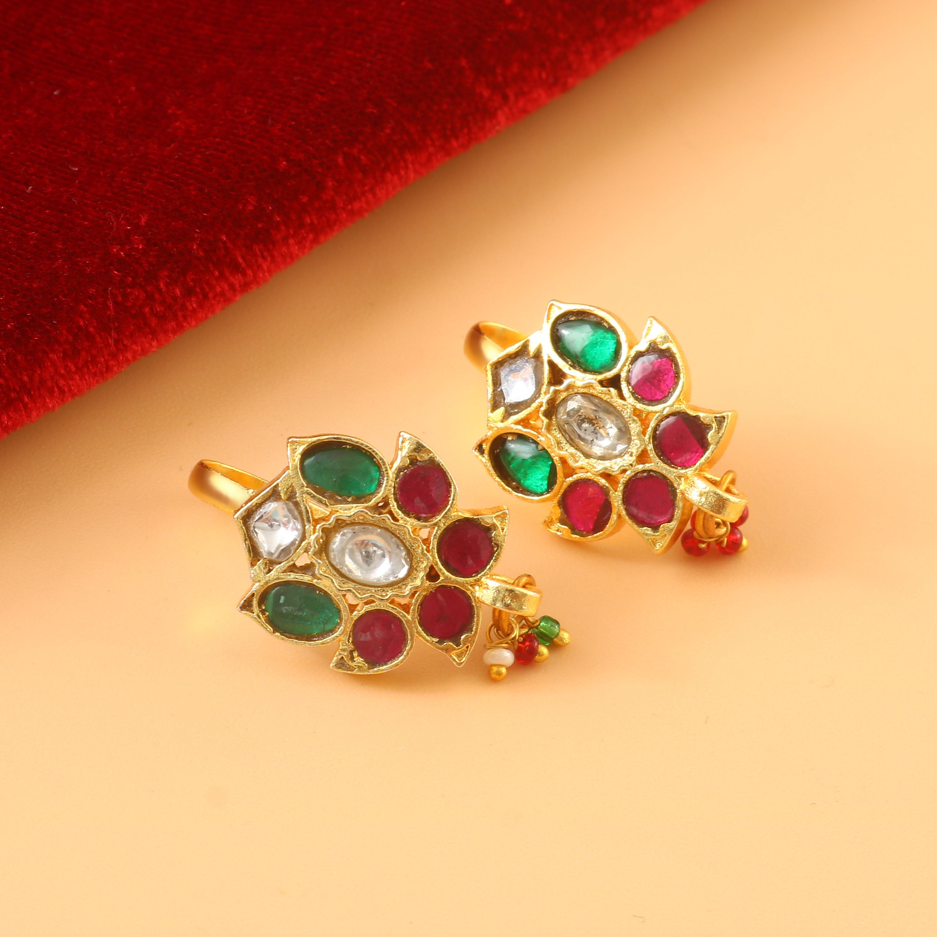 BER-115 - Jadau Kundan Bugadi Earring  with Emerald