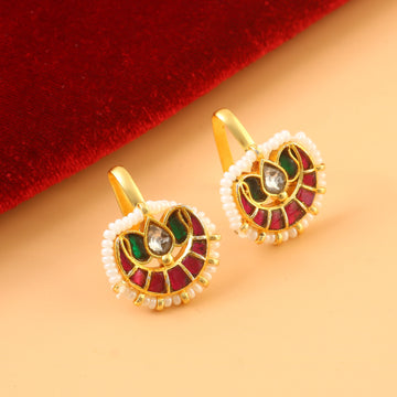 BER-116 - Jadau Kundan Bugadi  Earring with Emerald