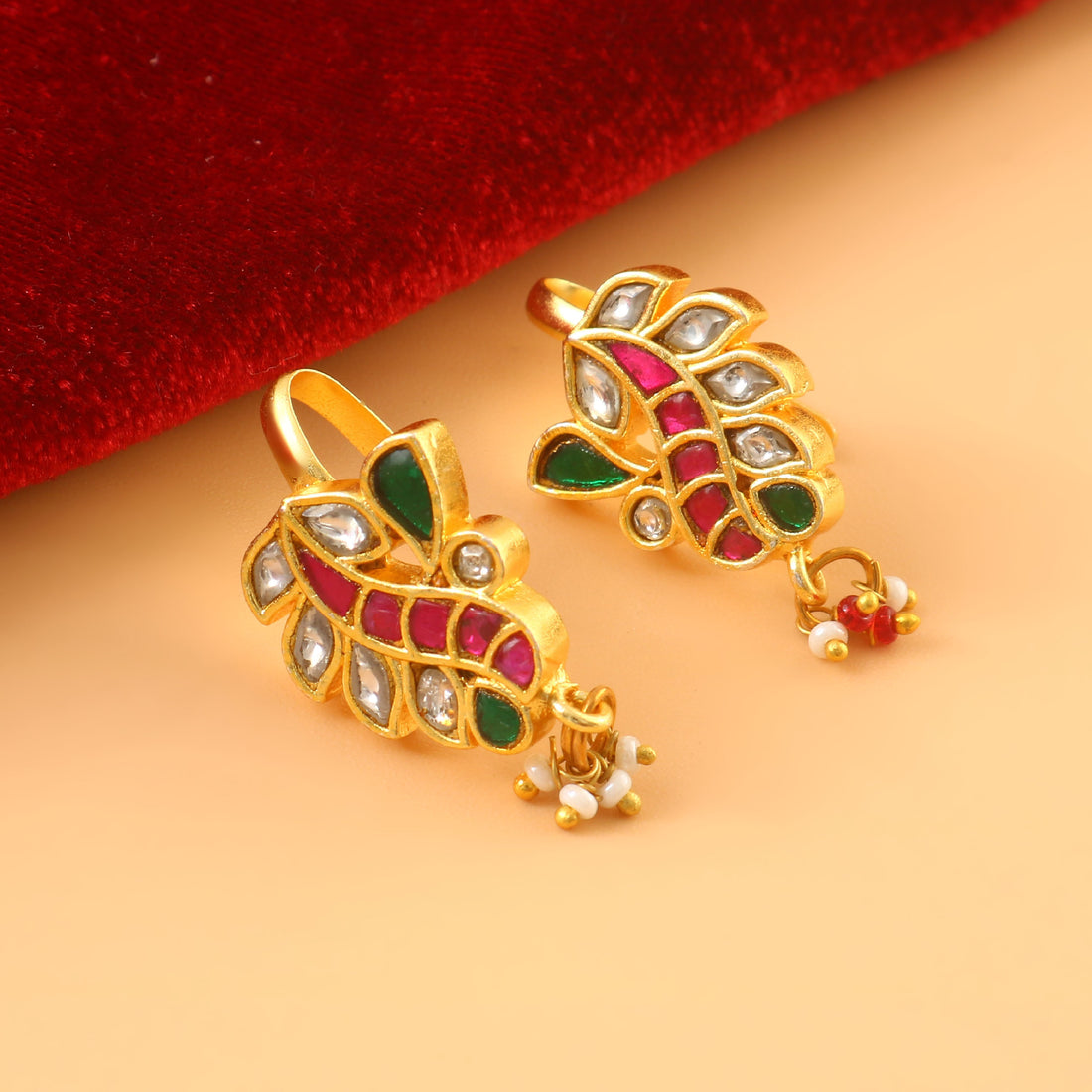 BER-117 - Jadau Kundan Bugadi  Earring with Emerald