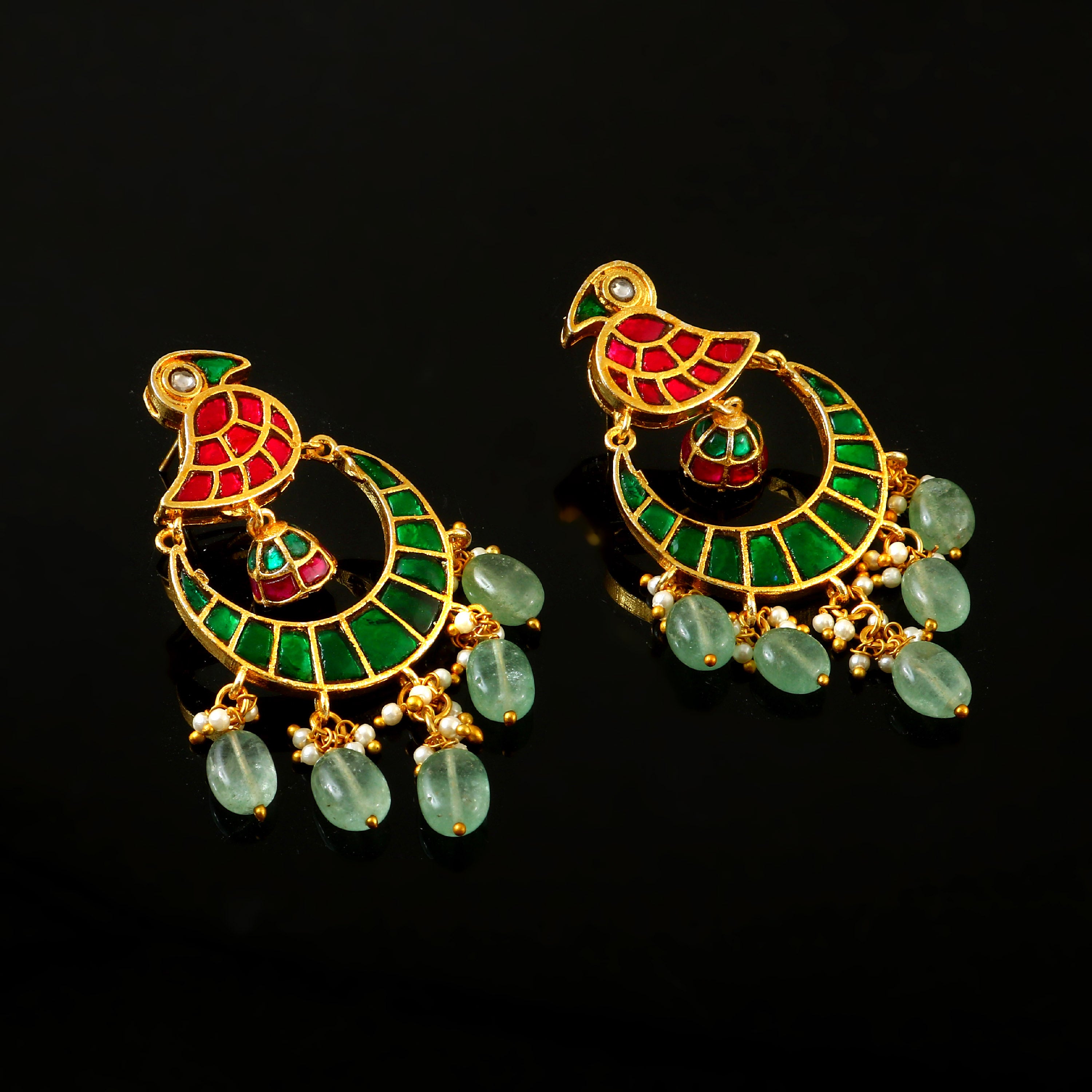 ER-147 - Jadau Kundan Earring with Emerald