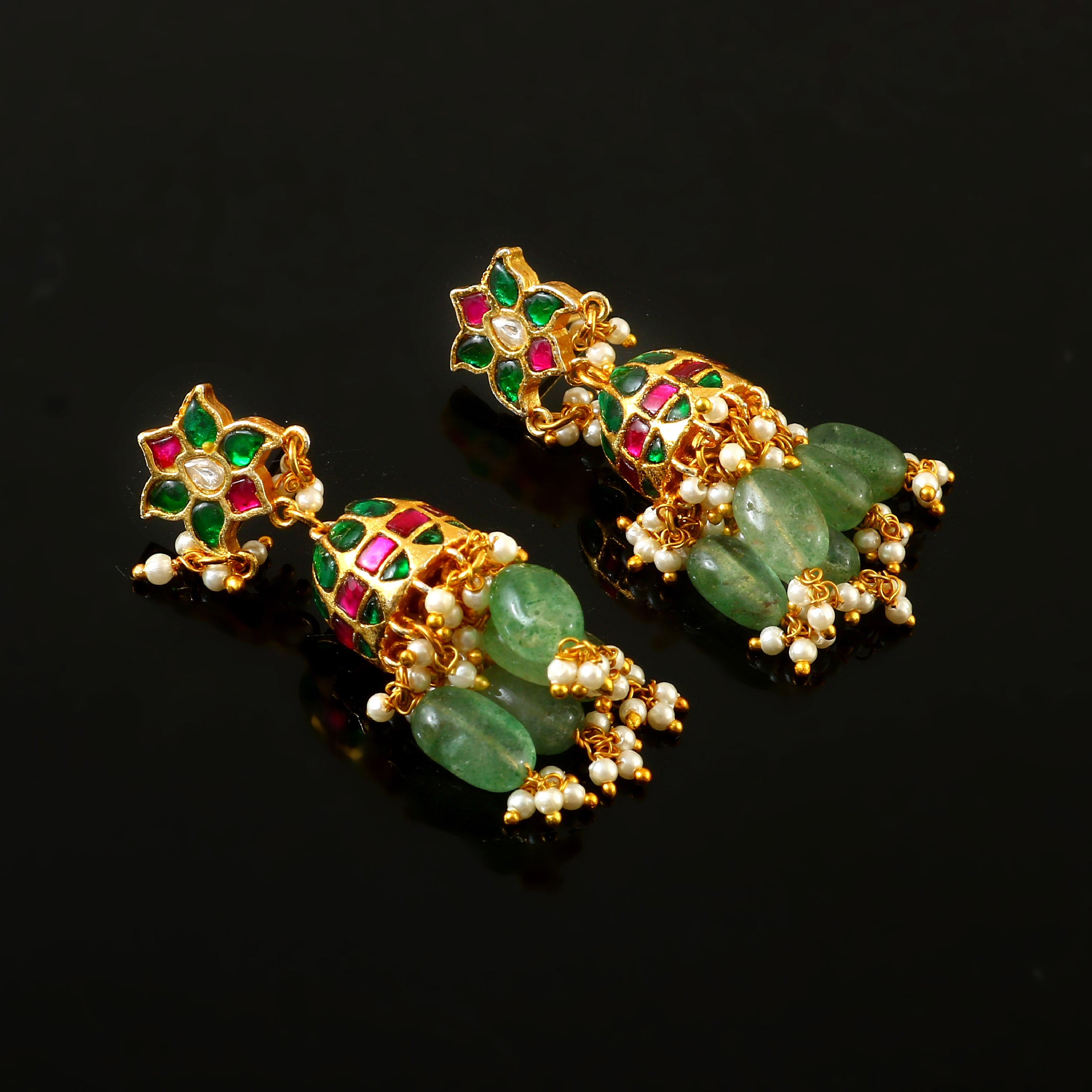 ER-150 - Jadau Kundan Earring with Emerald