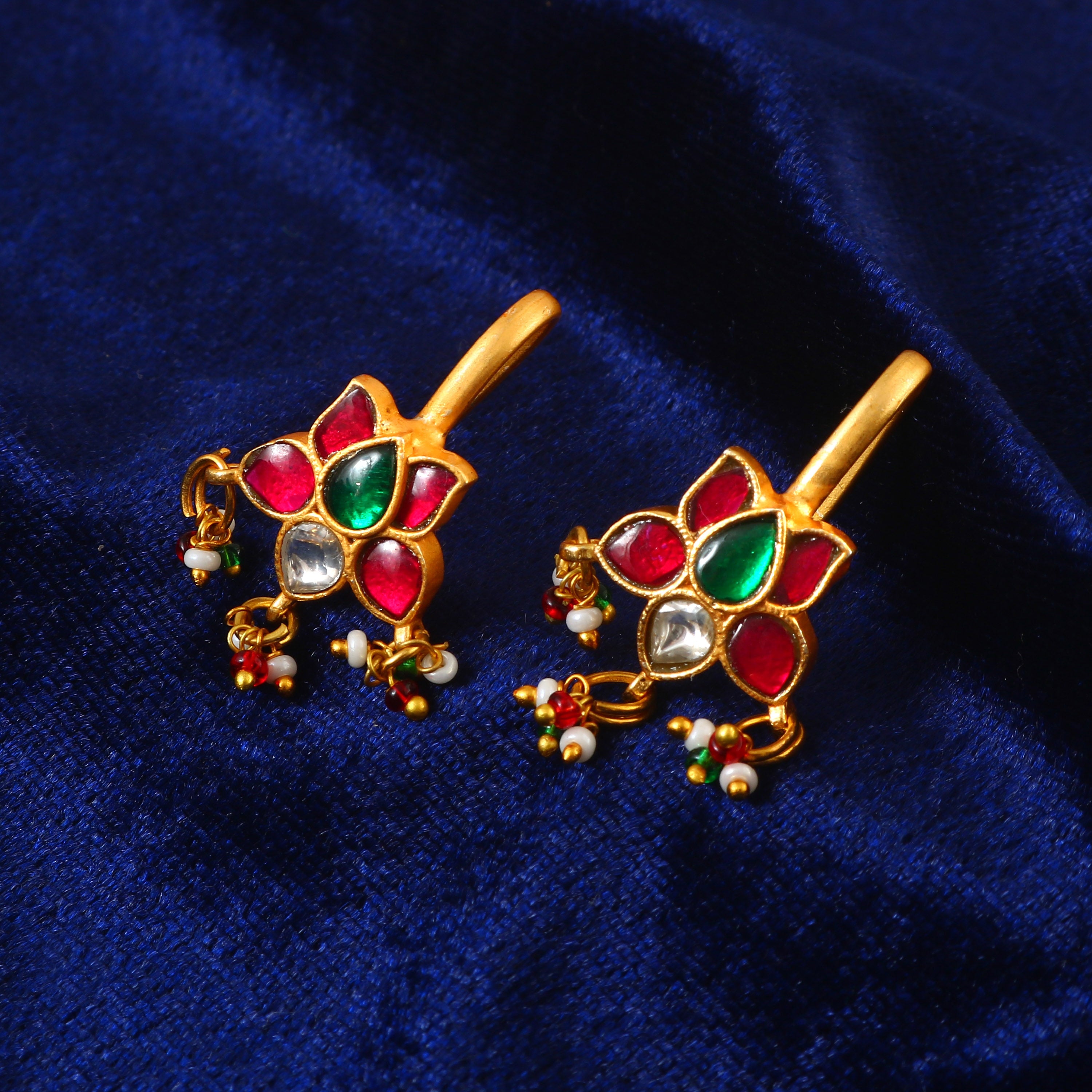 BER-118 - Jadau Kundan Bugadi Earring with Emerald
