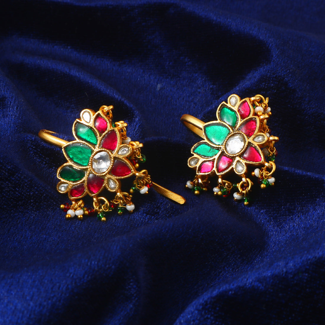 BER-119 - Jadau Kundan Bugadi Earring with Emerald