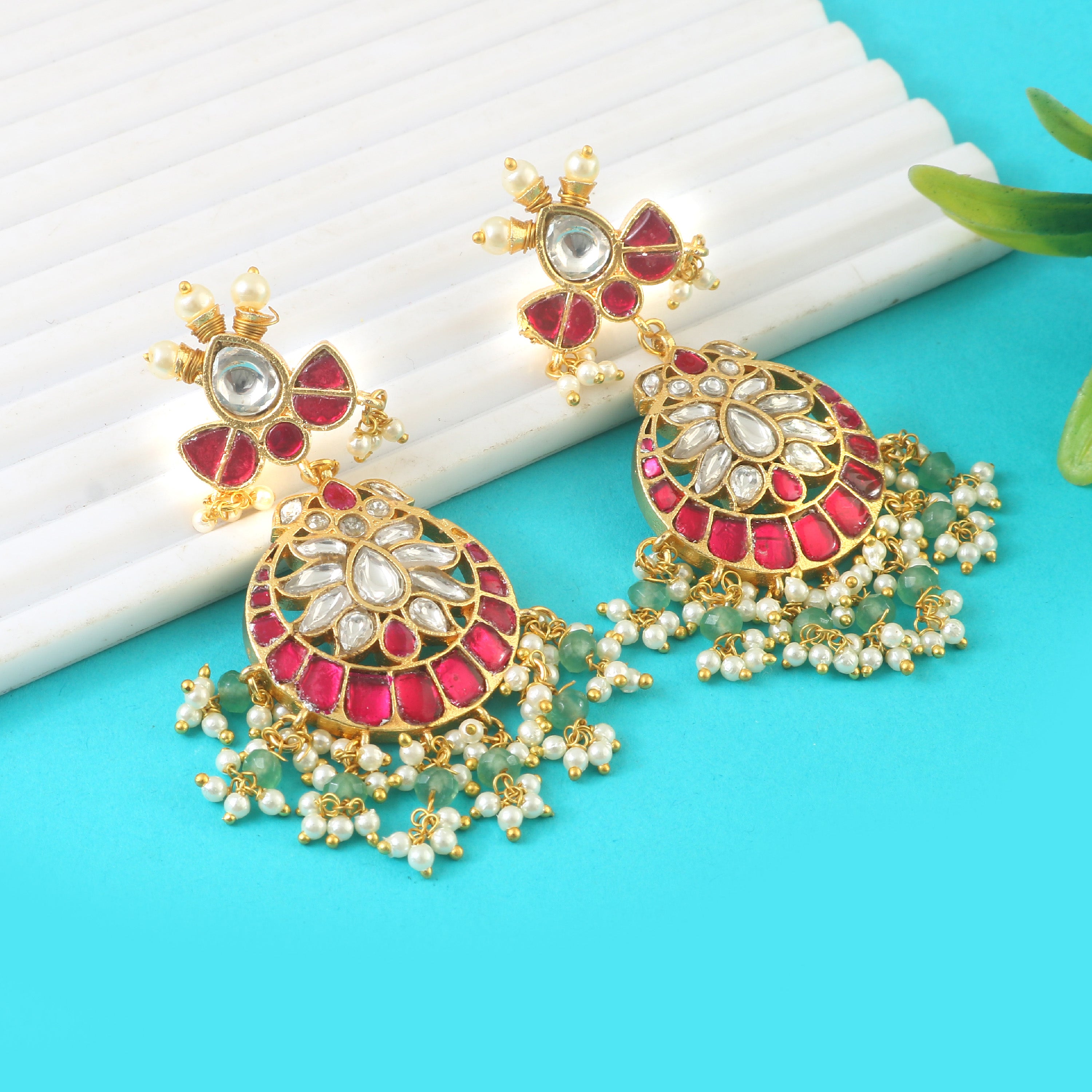 ER-155 - Jadau Kundan Earring with Emerald