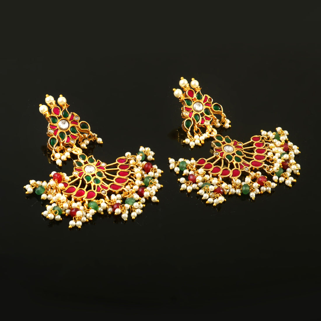 ER-156 - Jadau Kundan Earring with Emerald