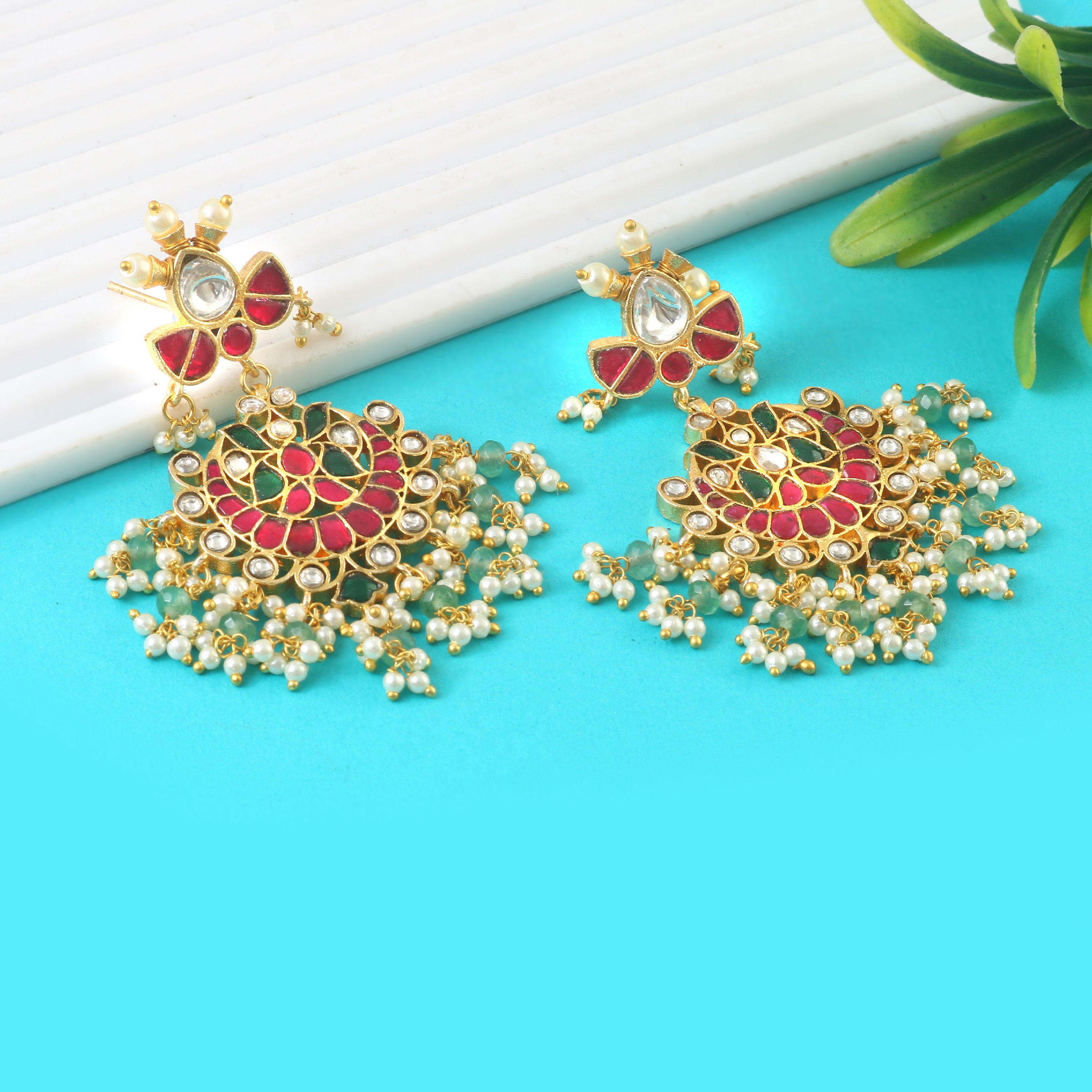 ER-158 - Jadau Kundan Earring with Emerald