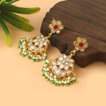 ER-159 - Jadau Kundan Earring with Emerald