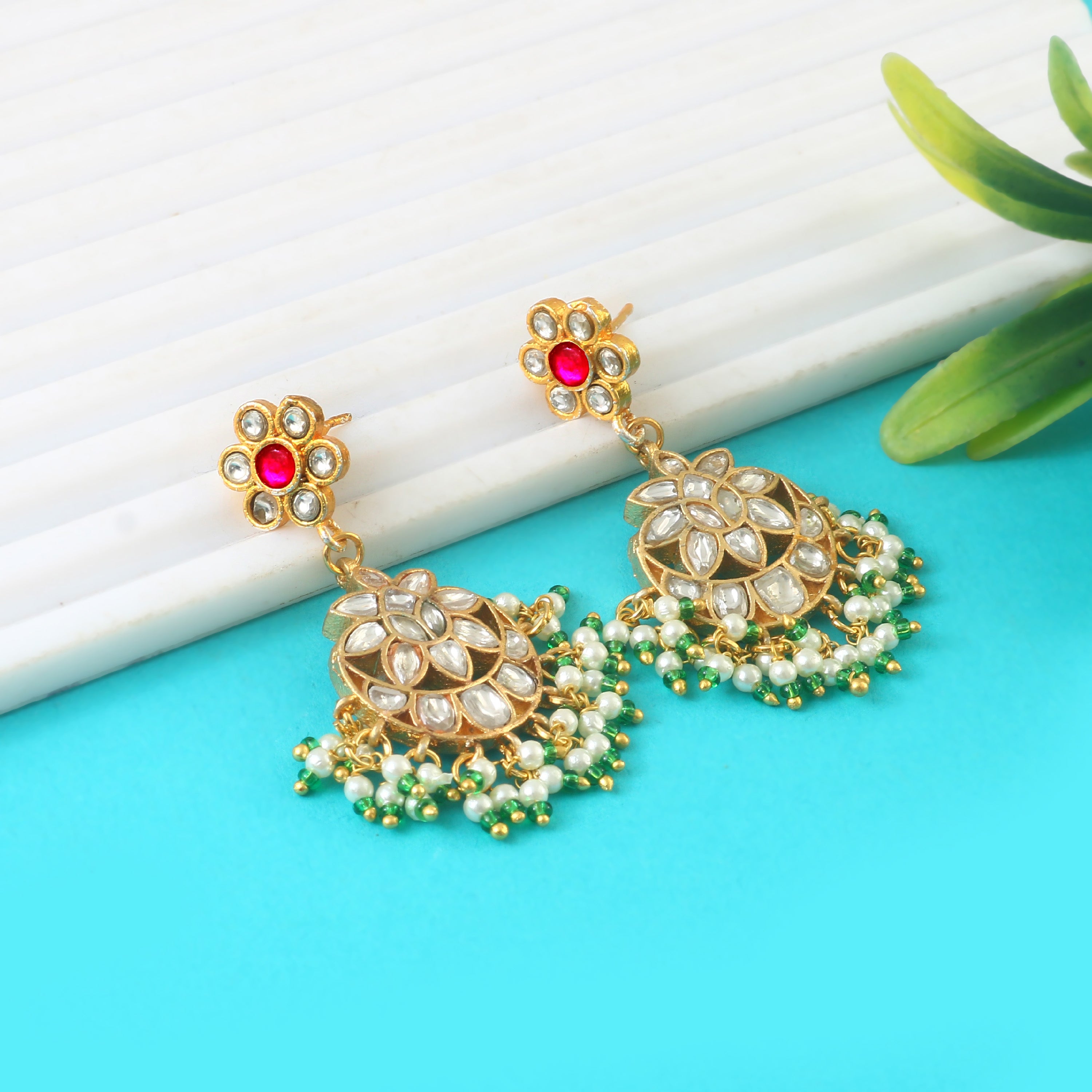 ER-159 - Jadau Kundan Earring with Emerald