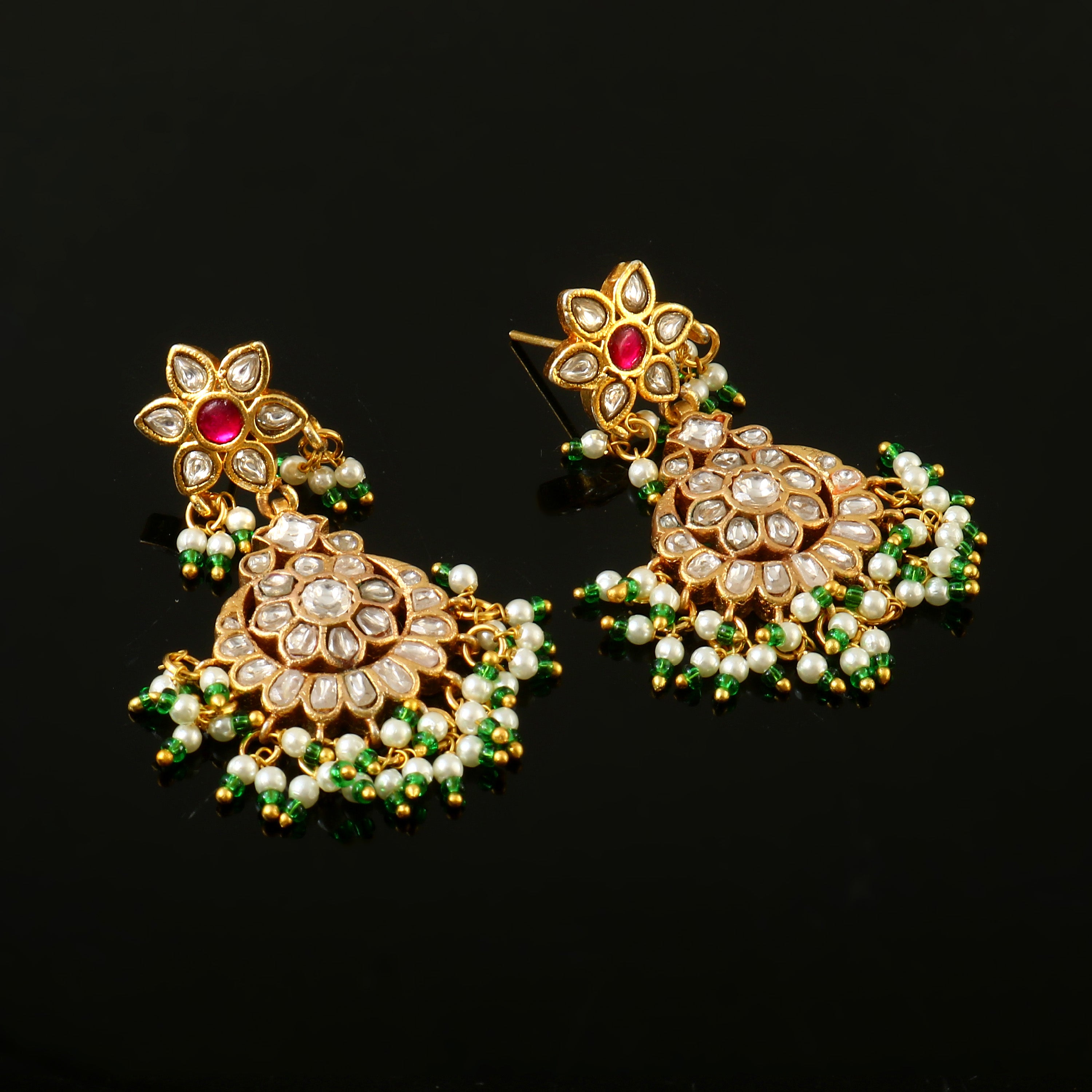 ER-160 - Jadau Kundan Earring with Emerald