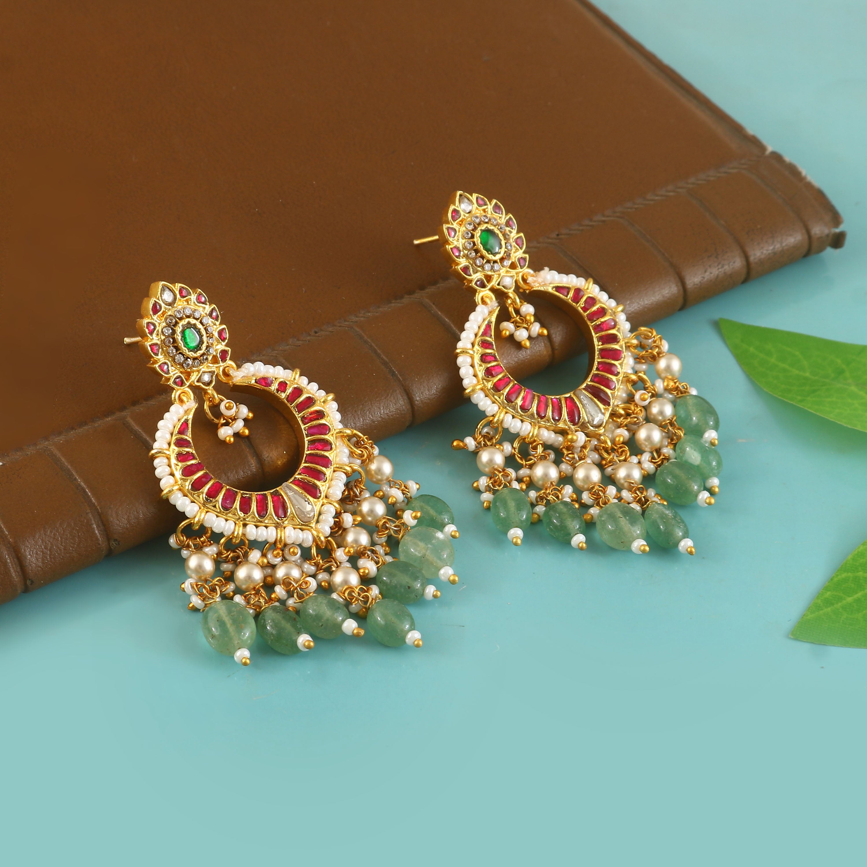 ER-165 - Jadau Kundan Earring with Emerald