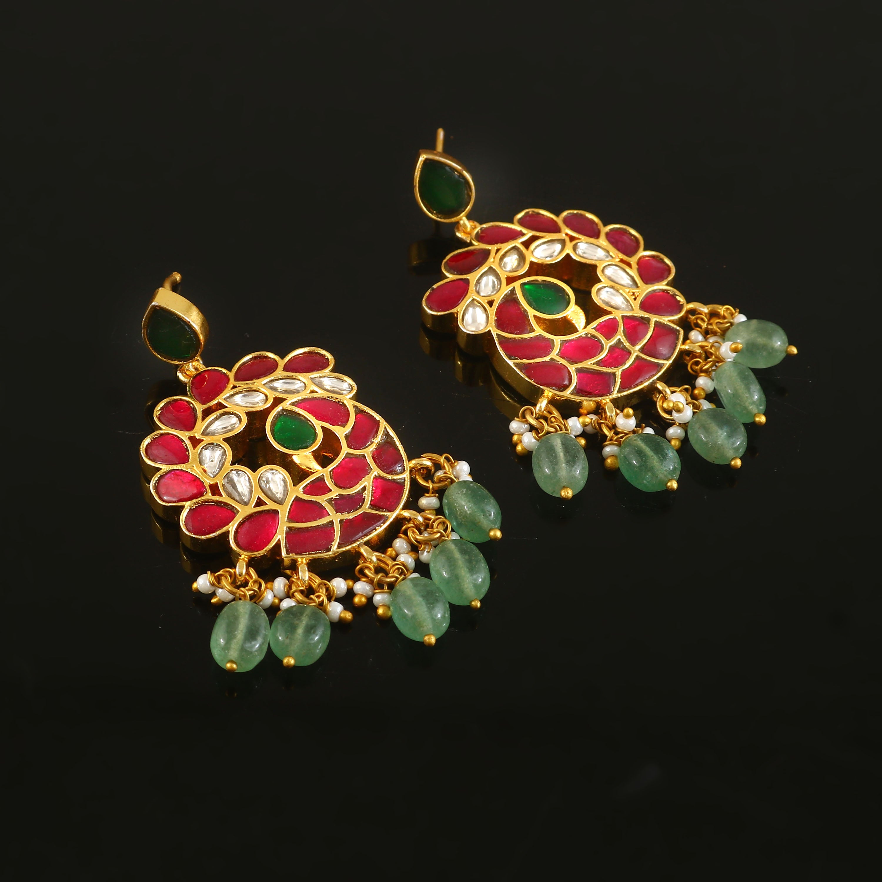 ER-167 - Jadau Kundan Earring with Emerald