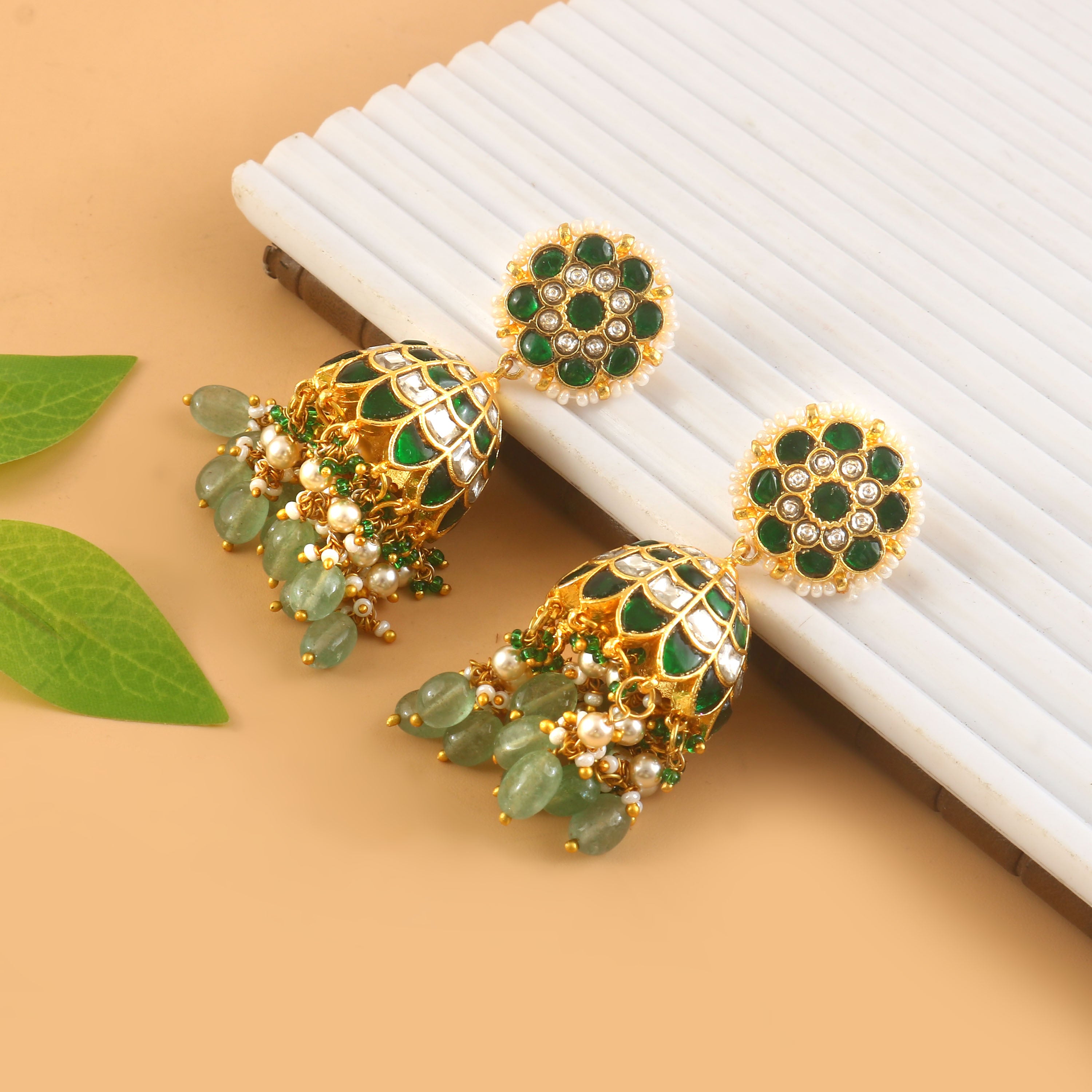 ER-168 - Jadau Kundan Earring with Emerald