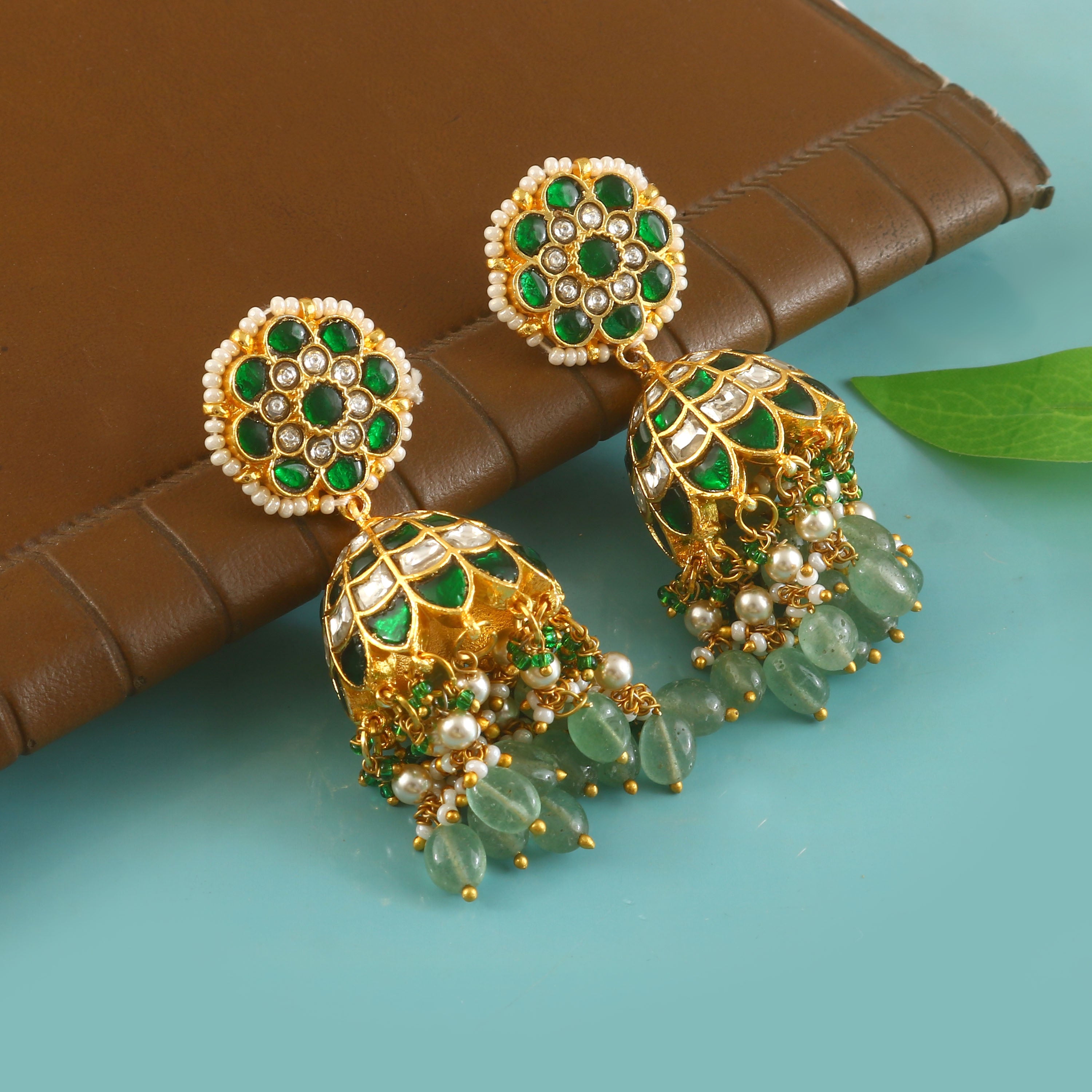 ER-168 - Jadau Kundan Earring with Emerald