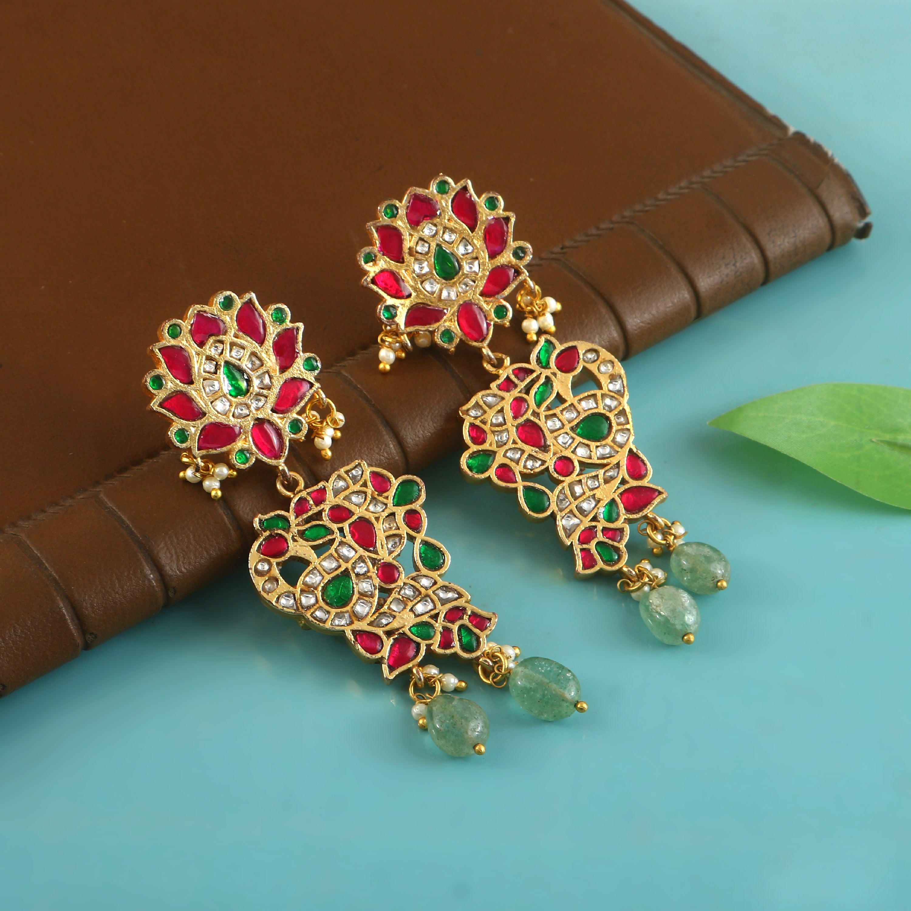 ER-170 - Jadau Kundan Earring with Emerald