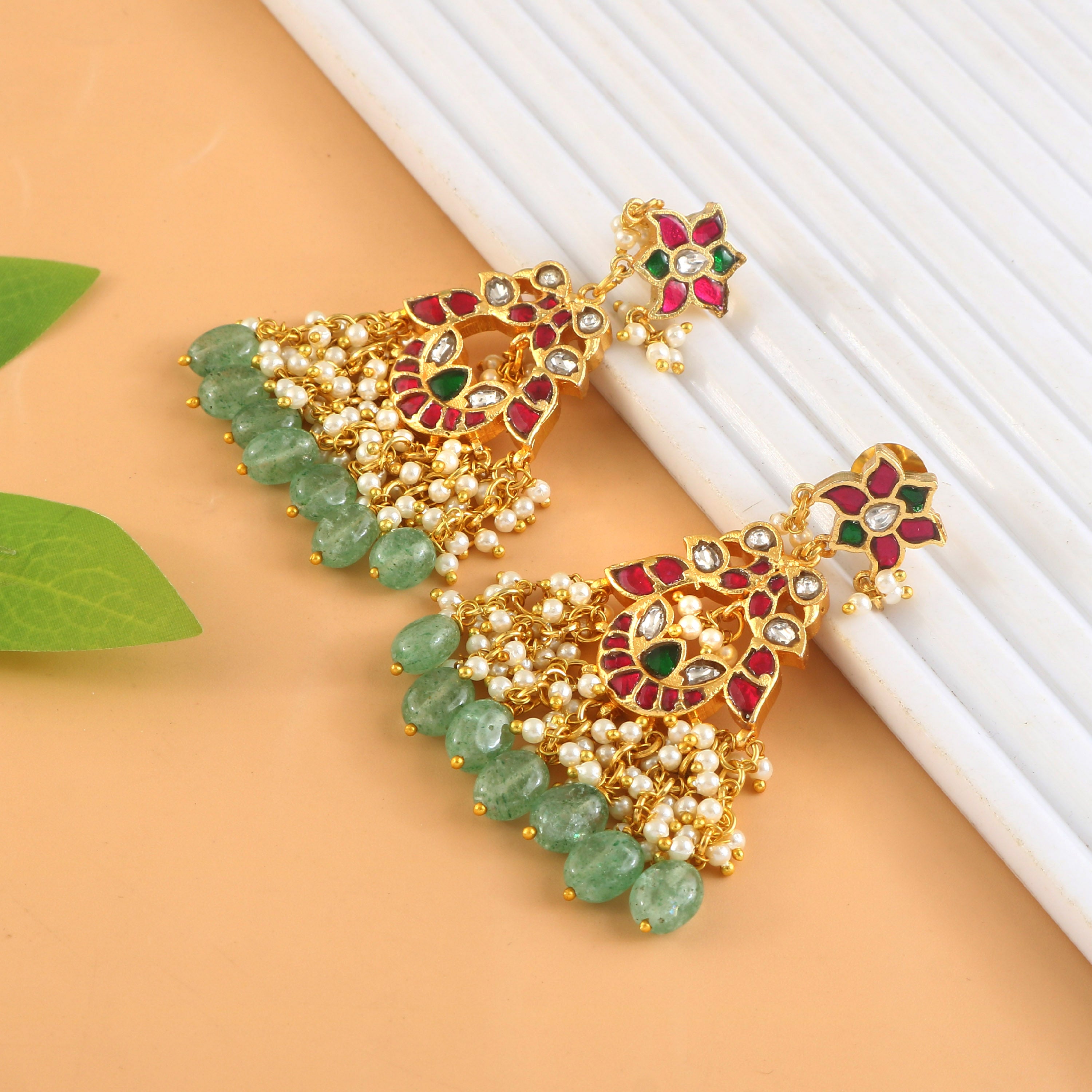 ER-171 - Jadau Kundan Earring with Emerald