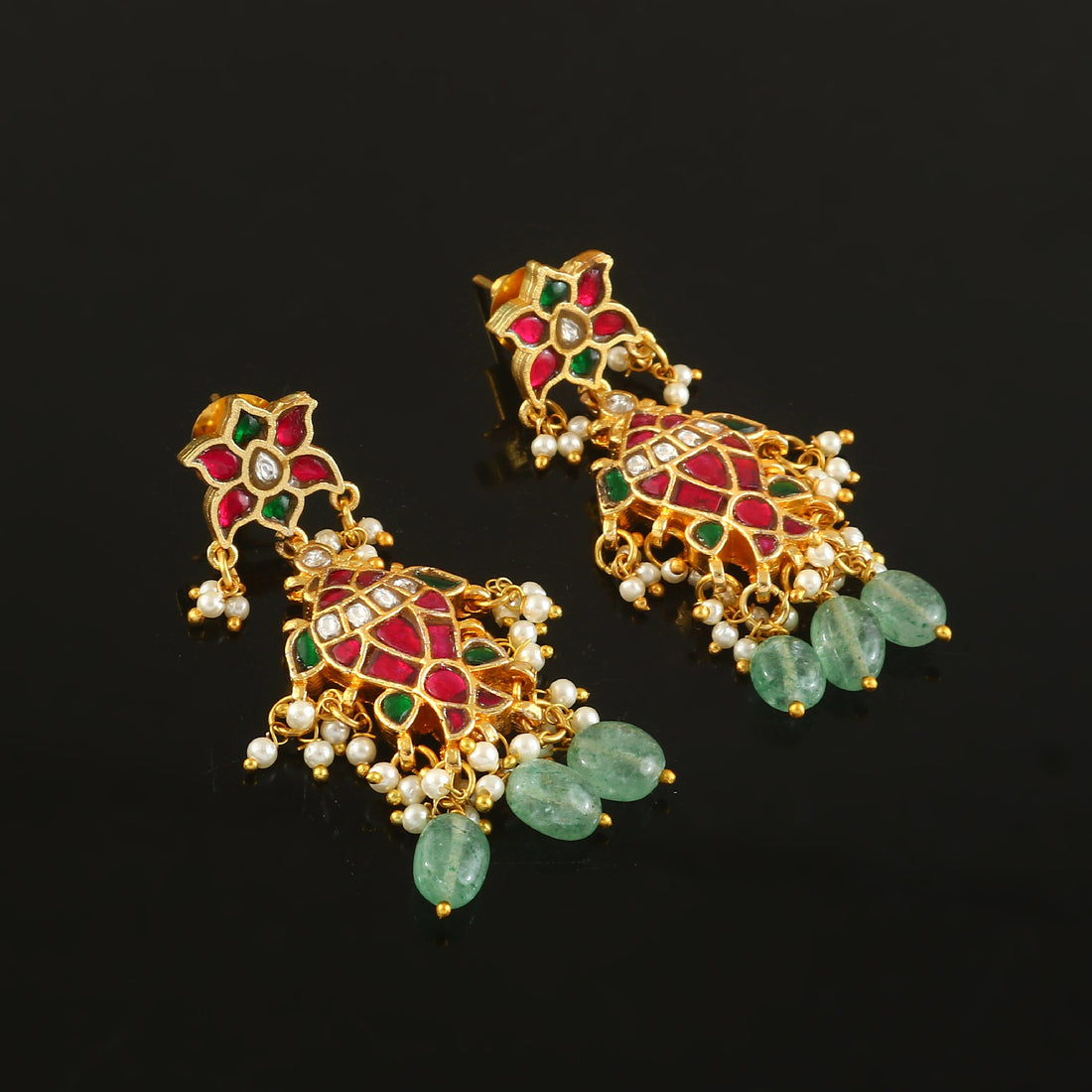 ER-172 - Jadau Kundan Earring with Emerald