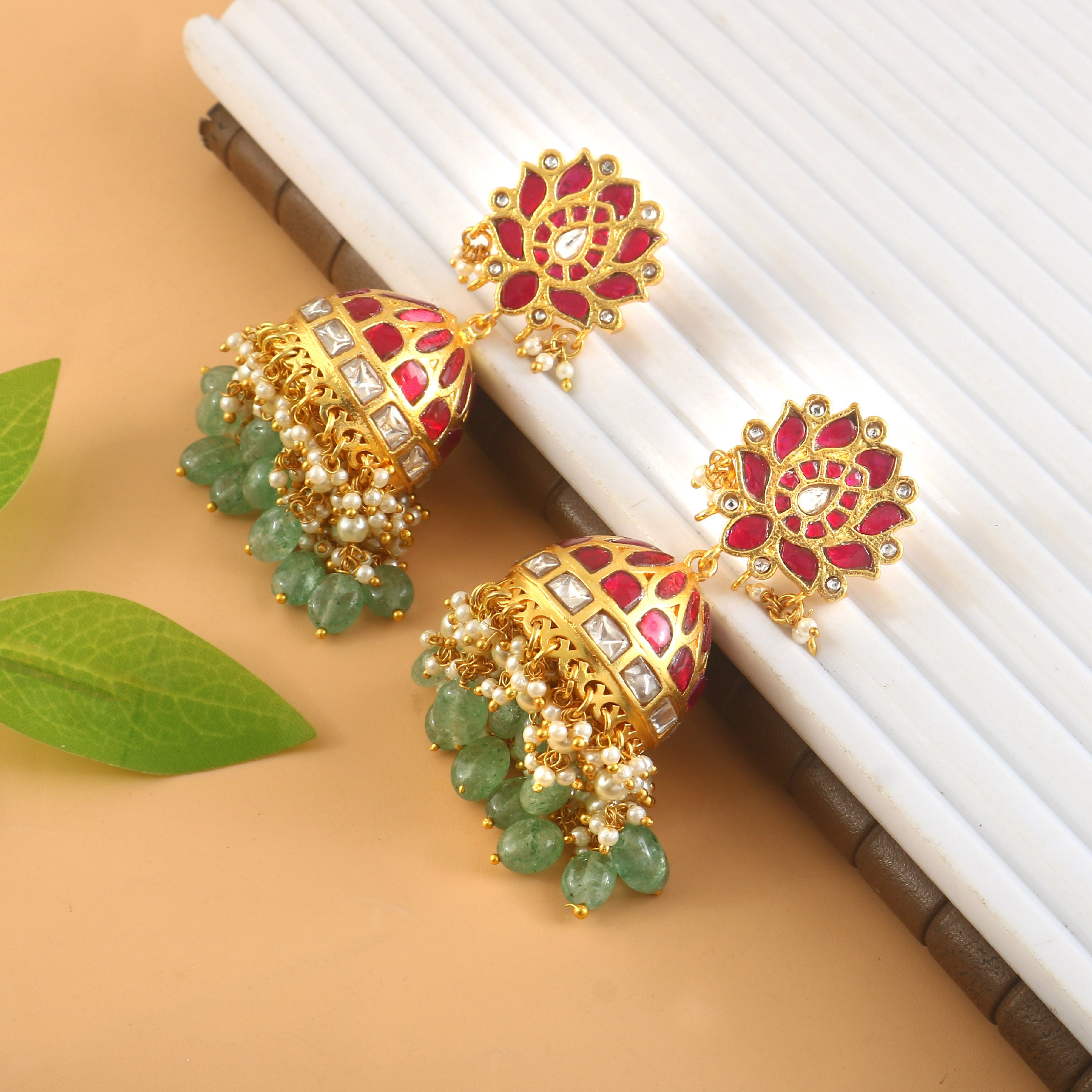 ER-173 - Jadau Kundan Earring with Emerald
