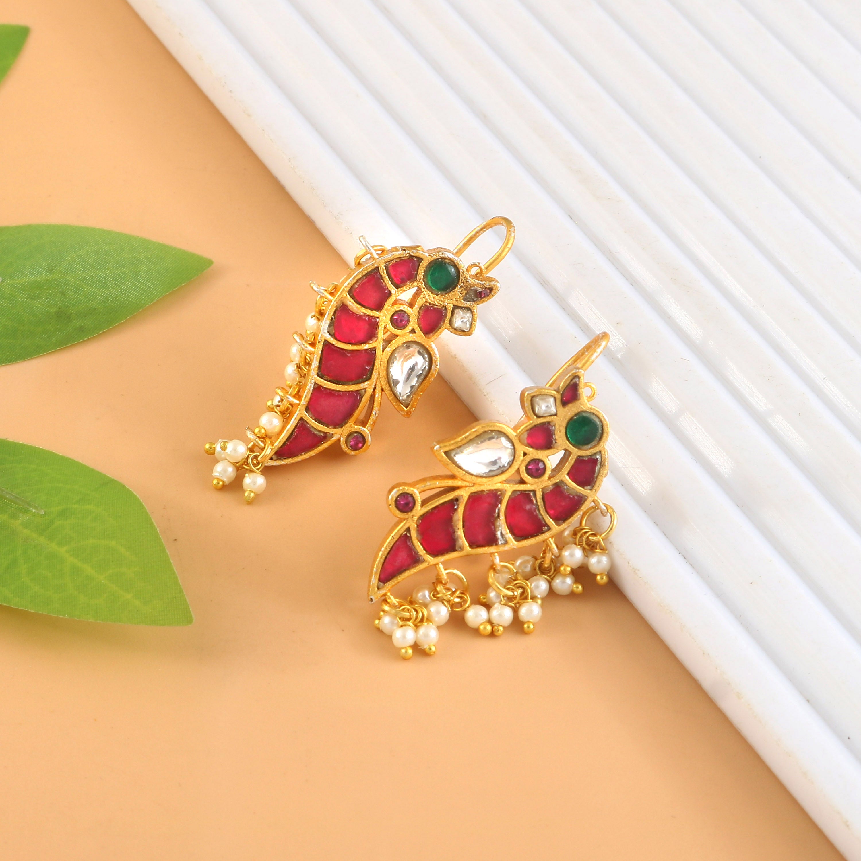 BER-101 - Jadau Kundan Bugadi Earring with Emerald