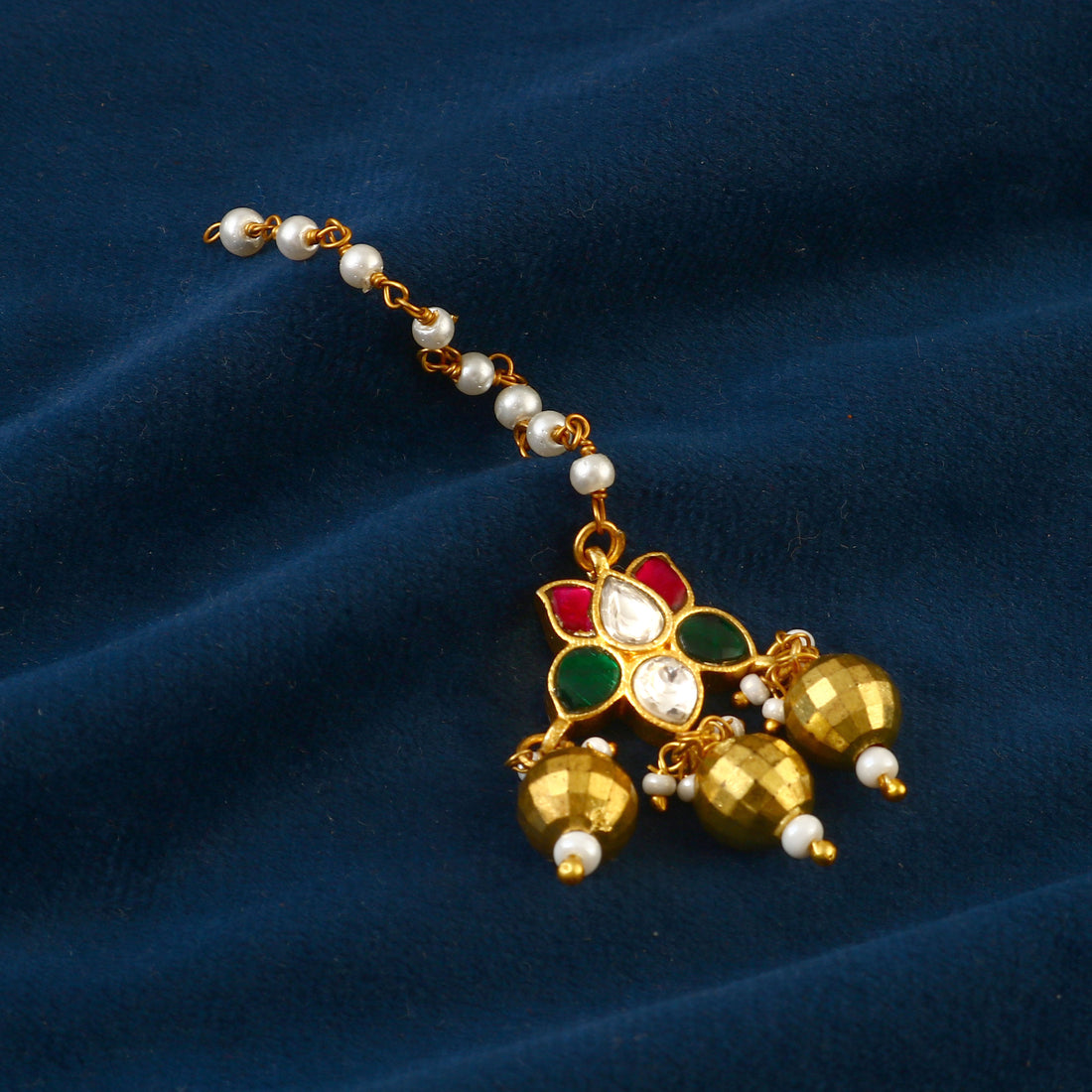 Gold Kundan Maang Tikka