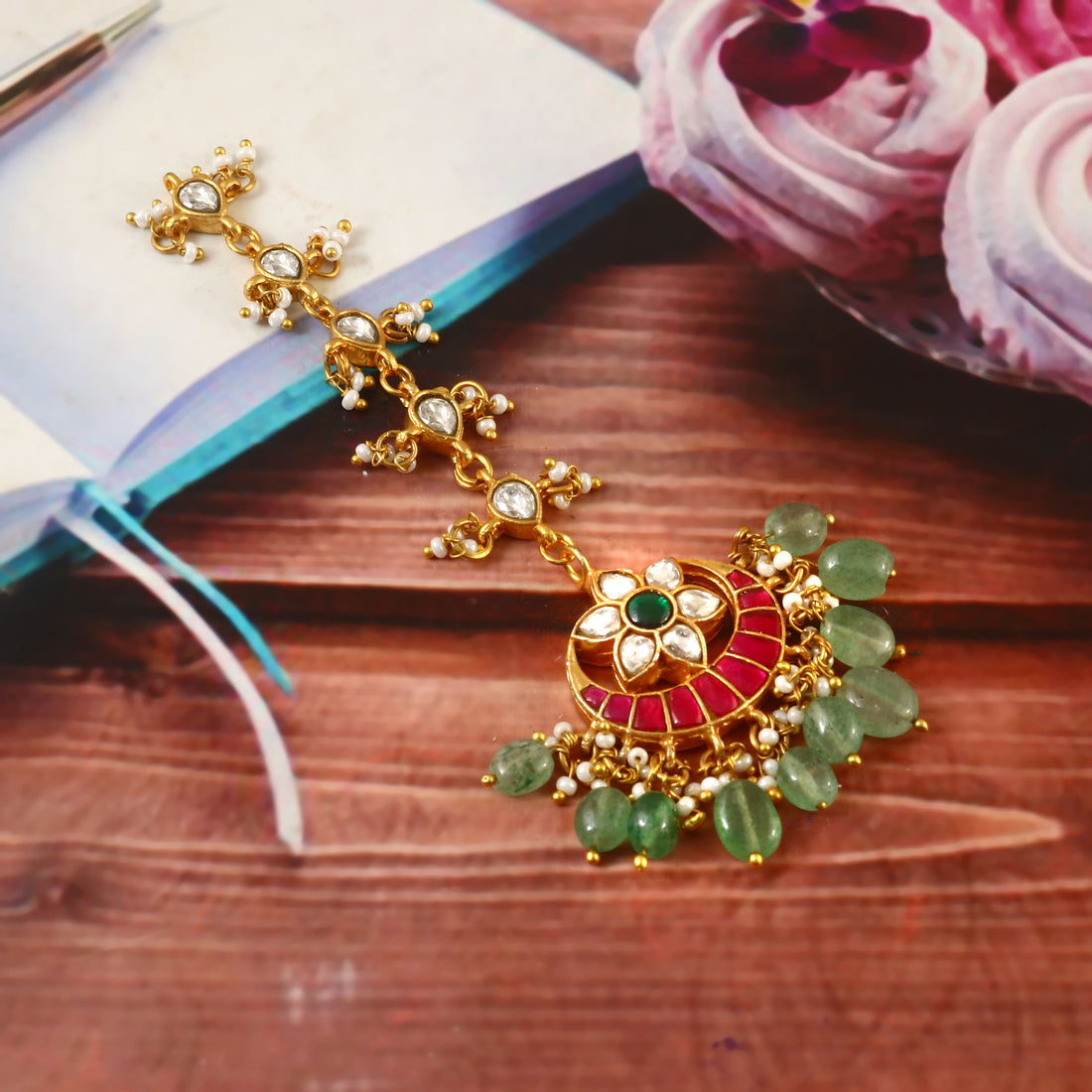 Traditional Kundan Maang Tikka for Bridal Wear