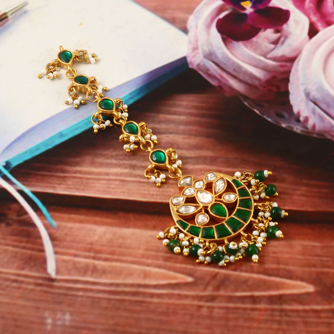Traditional Kundan Maang Tikka for Bridal Wear