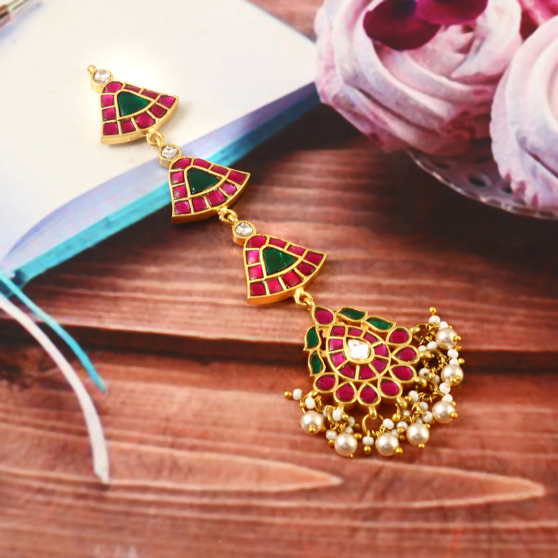 Floral Design Kundan Maang Tikka for Women